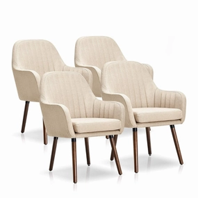 Set of 2 or 4 Fabric Dining Chairs, Accent Upholstered Arm Chair w/Wood Legs kitchen towel, placemats
