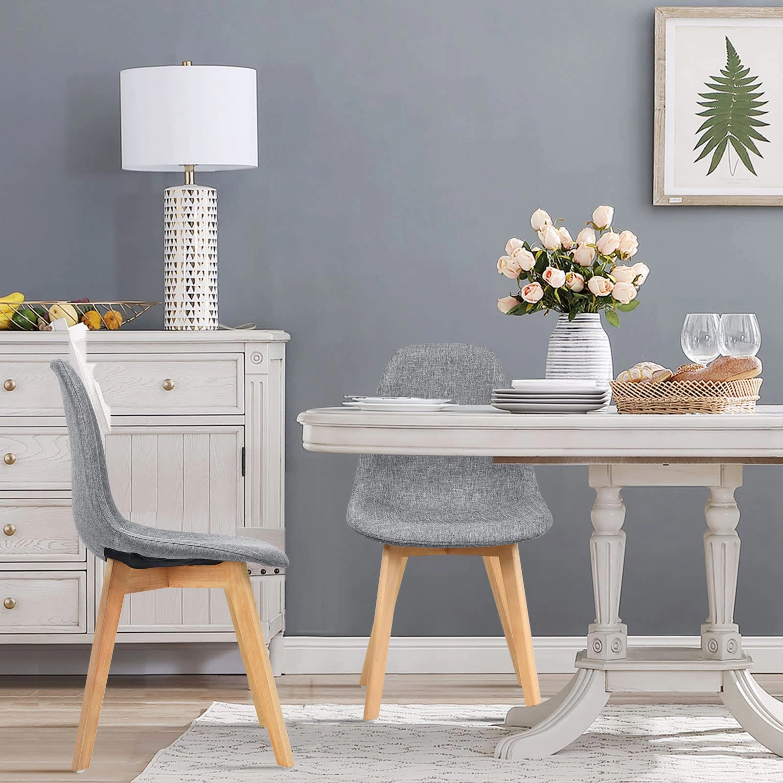 Set of 2 or 4 Kitchen Dining Chairs Gray