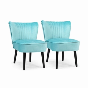 Set of 2 Velvet Accent Chair, Upholstered Modern Leisure Club Chairs w/ Solid Wood Legs sectional sofa, corner couch
