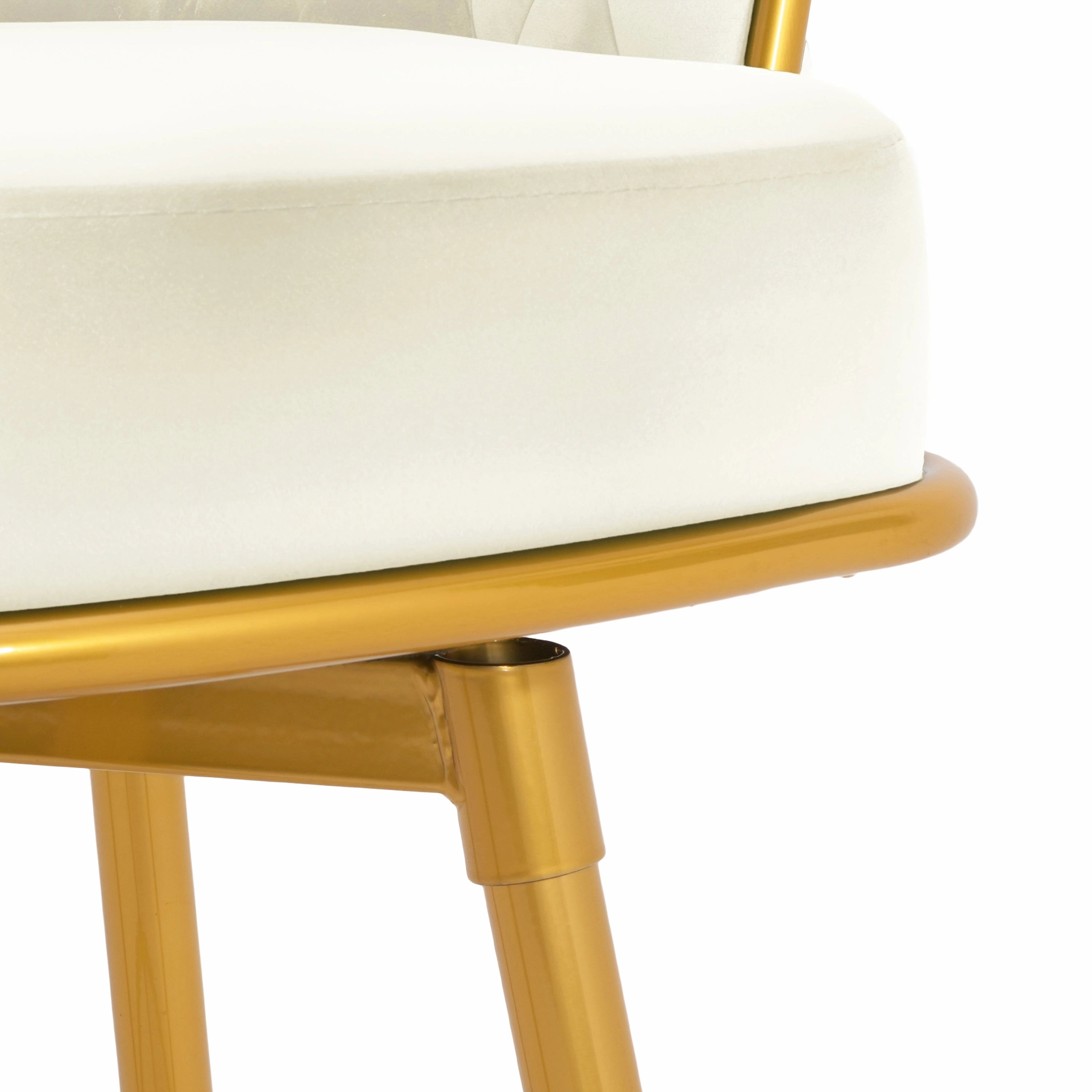 Set of 2 Velvet Swivel Bar Stools 180 Gold Frame w/ Woven Back & Footrest