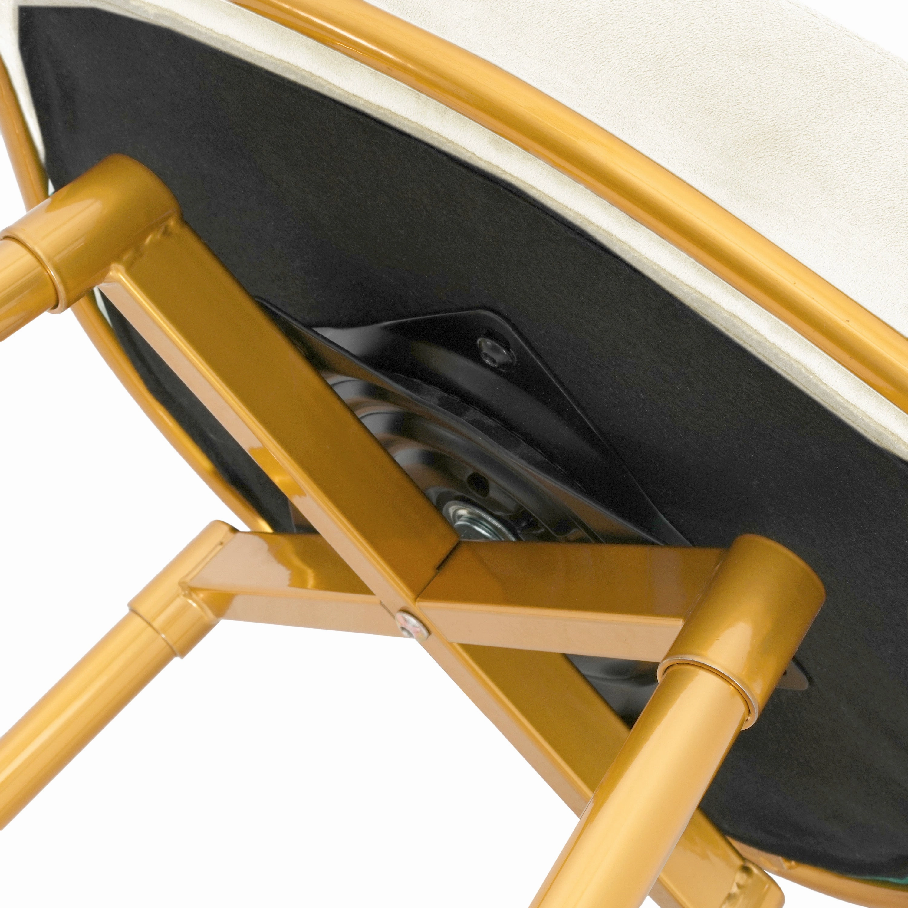 Set of 2 Velvet Swivel Bar Stools 180 Gold Frame w/ Woven Back & Footrest