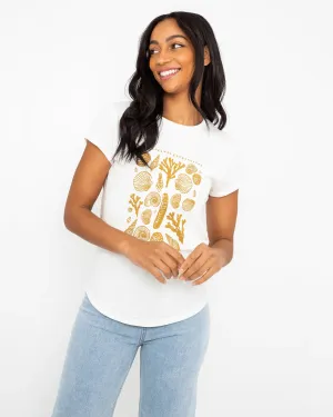Shells T-Shirt in Stone Wash White