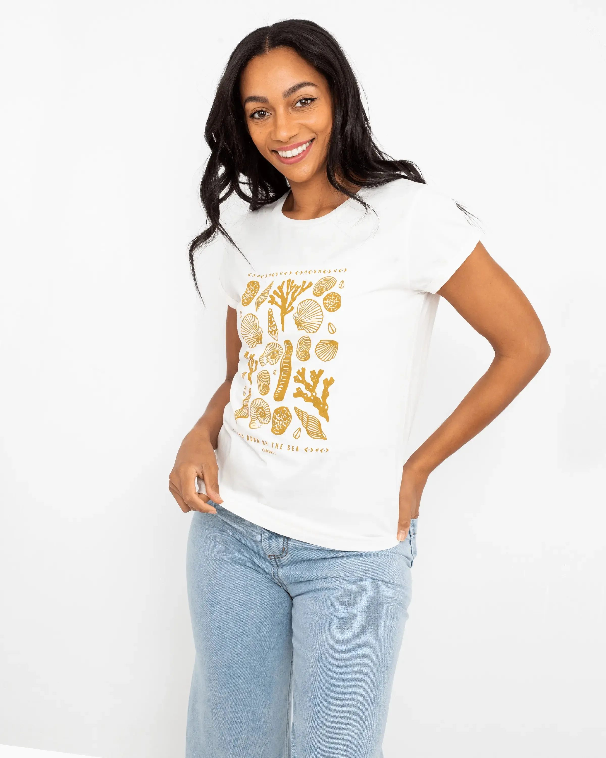 Shells T-Shirt in Stone Wash White