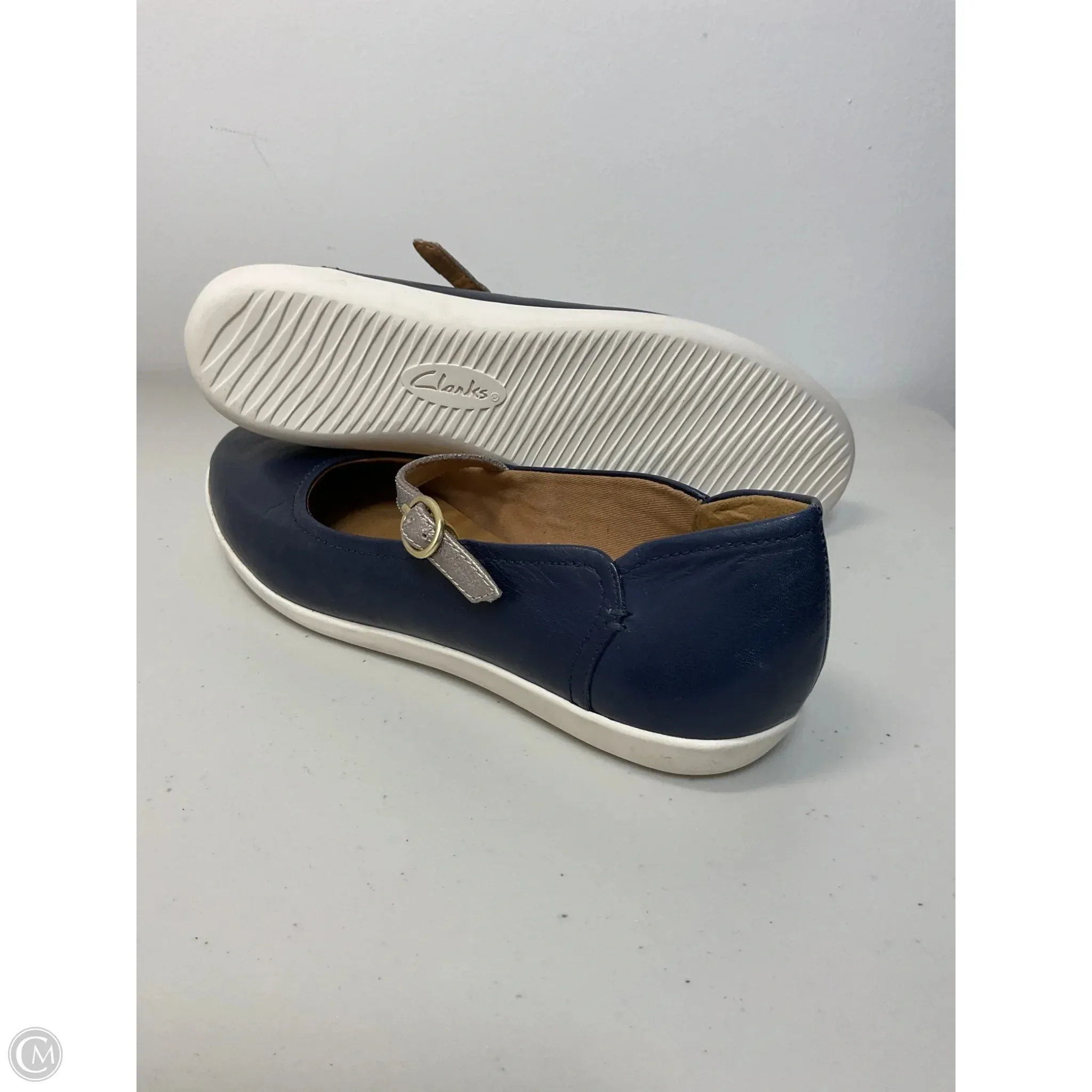 Shoes Flats By Clarks In Blue & Silver, Size: 11 clarks
