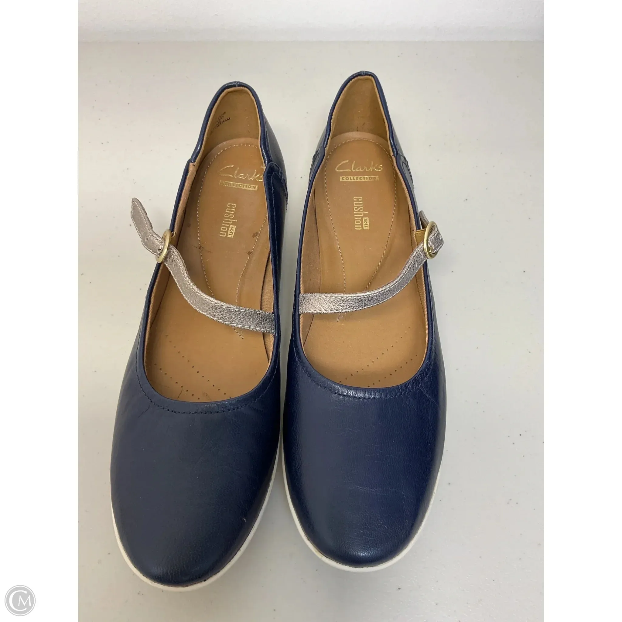 Shoes Flats By Clarks In Blue & Silver, Size: 11 clarks