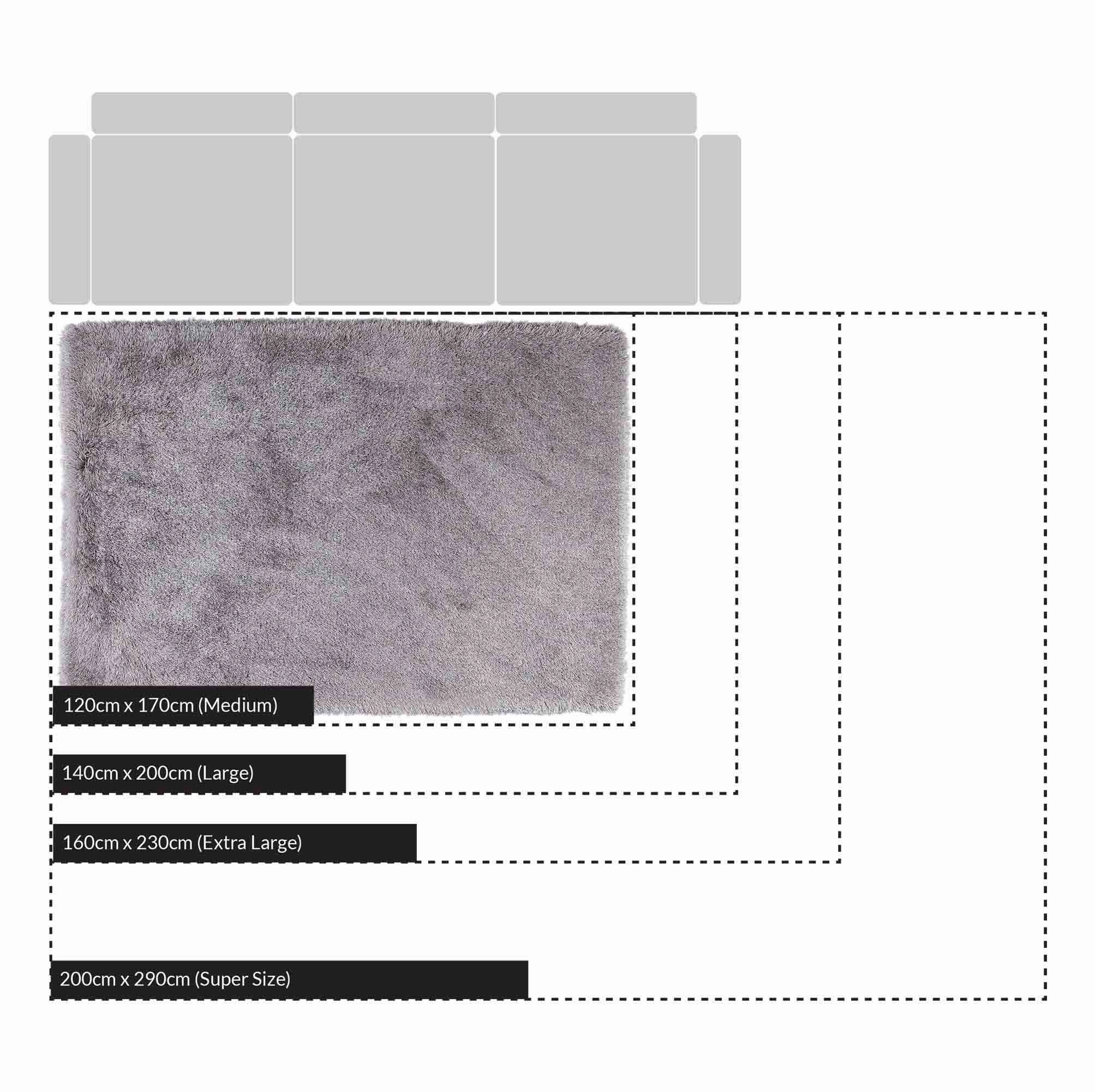 Silver Tufted Shaggy Rug 120 x 170 cm