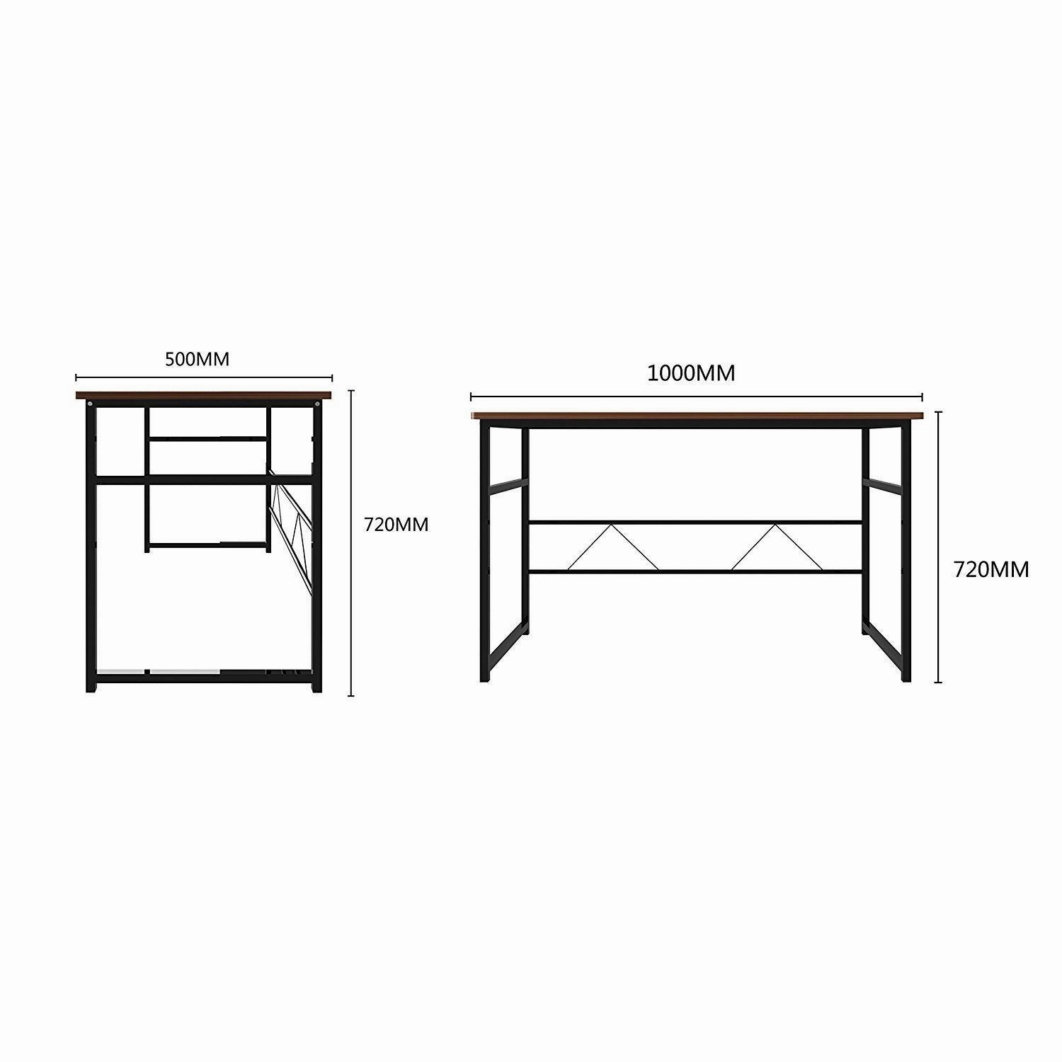 Sleek Design Computer Desk Home Office Table 100 x 50 x 72 cm , Walnut Colour