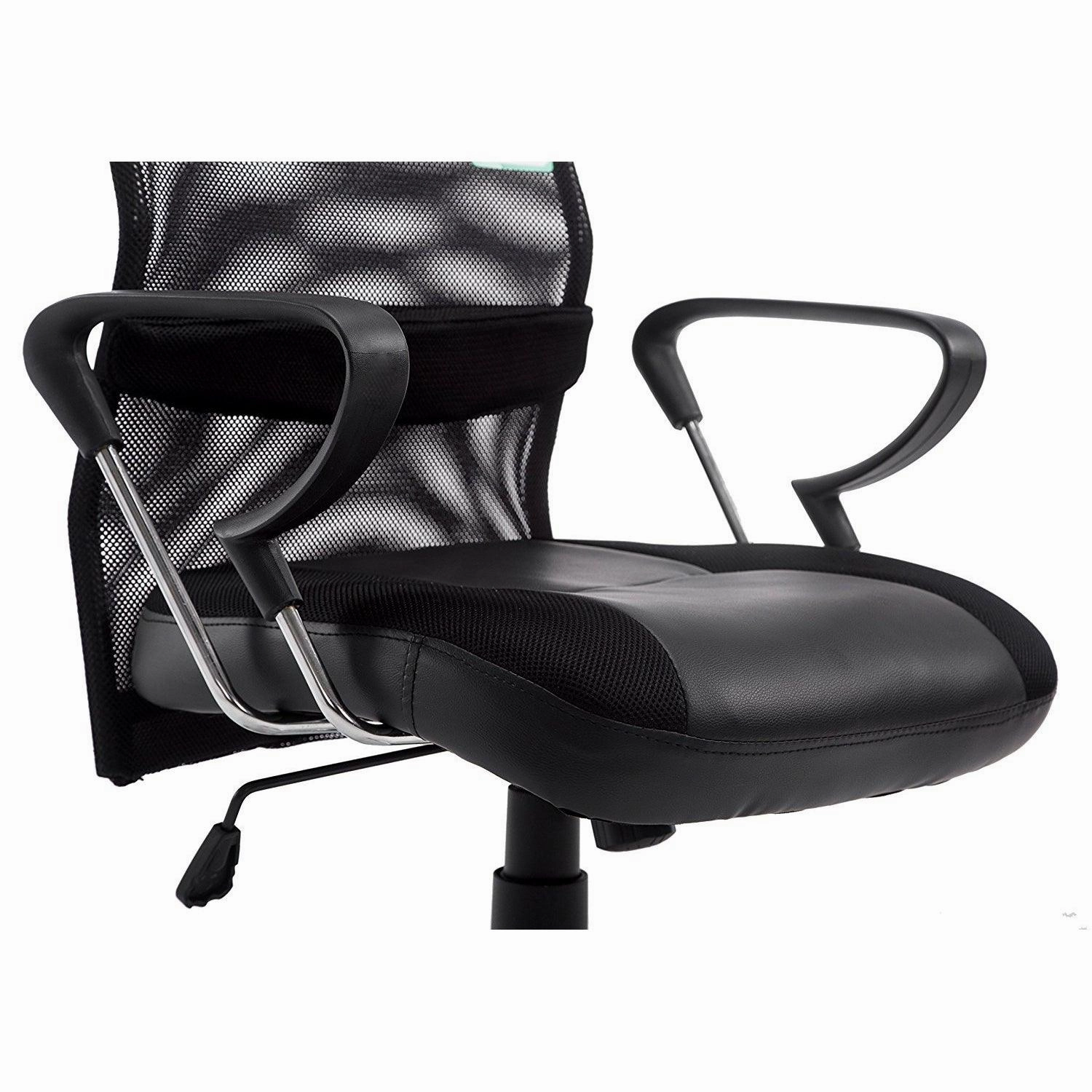 Sleek Design High Back Mesh Fabric Swivel Office Chair with Chrome Base, MO57 Black