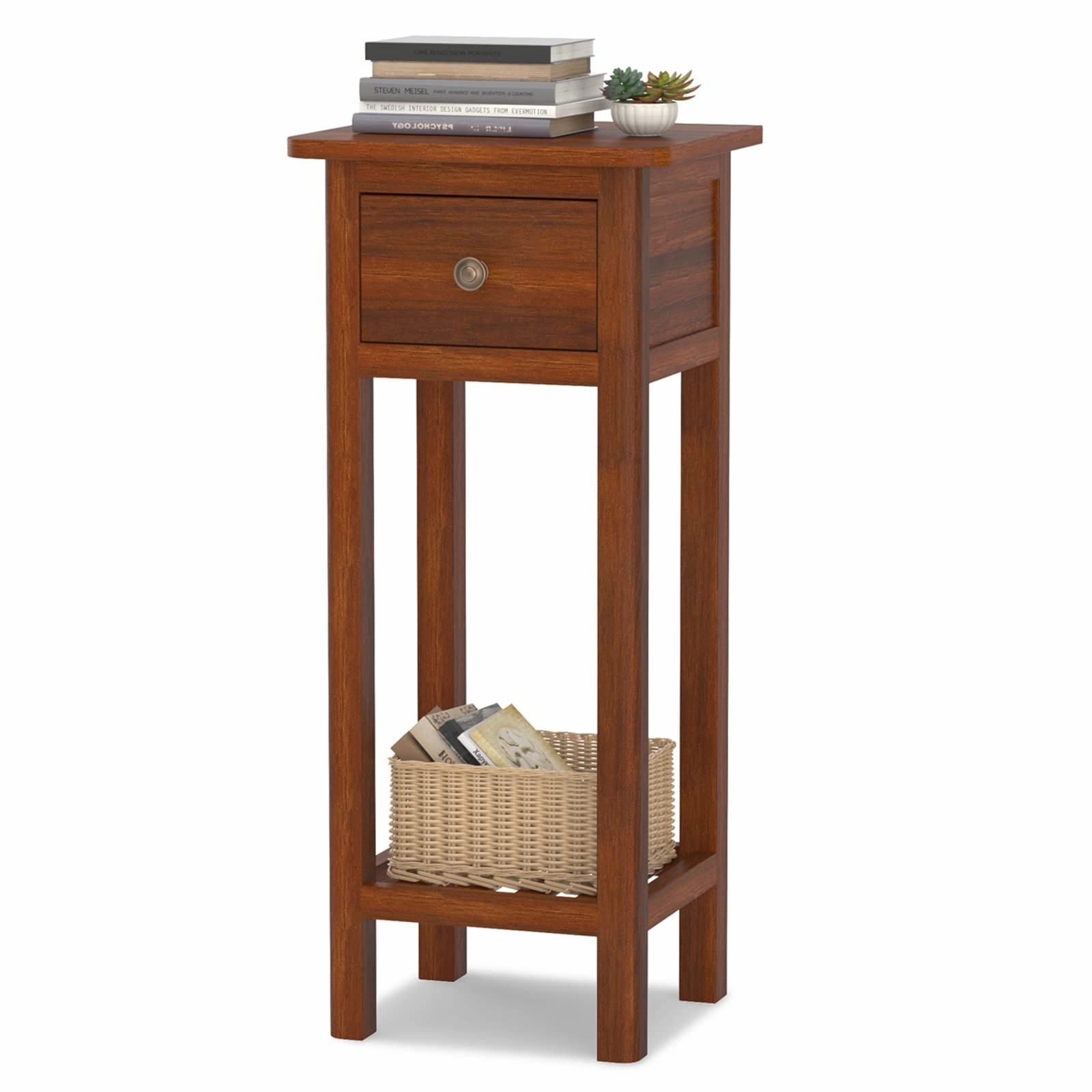 Small End Table | Wooden Slim Side Table for Small Space