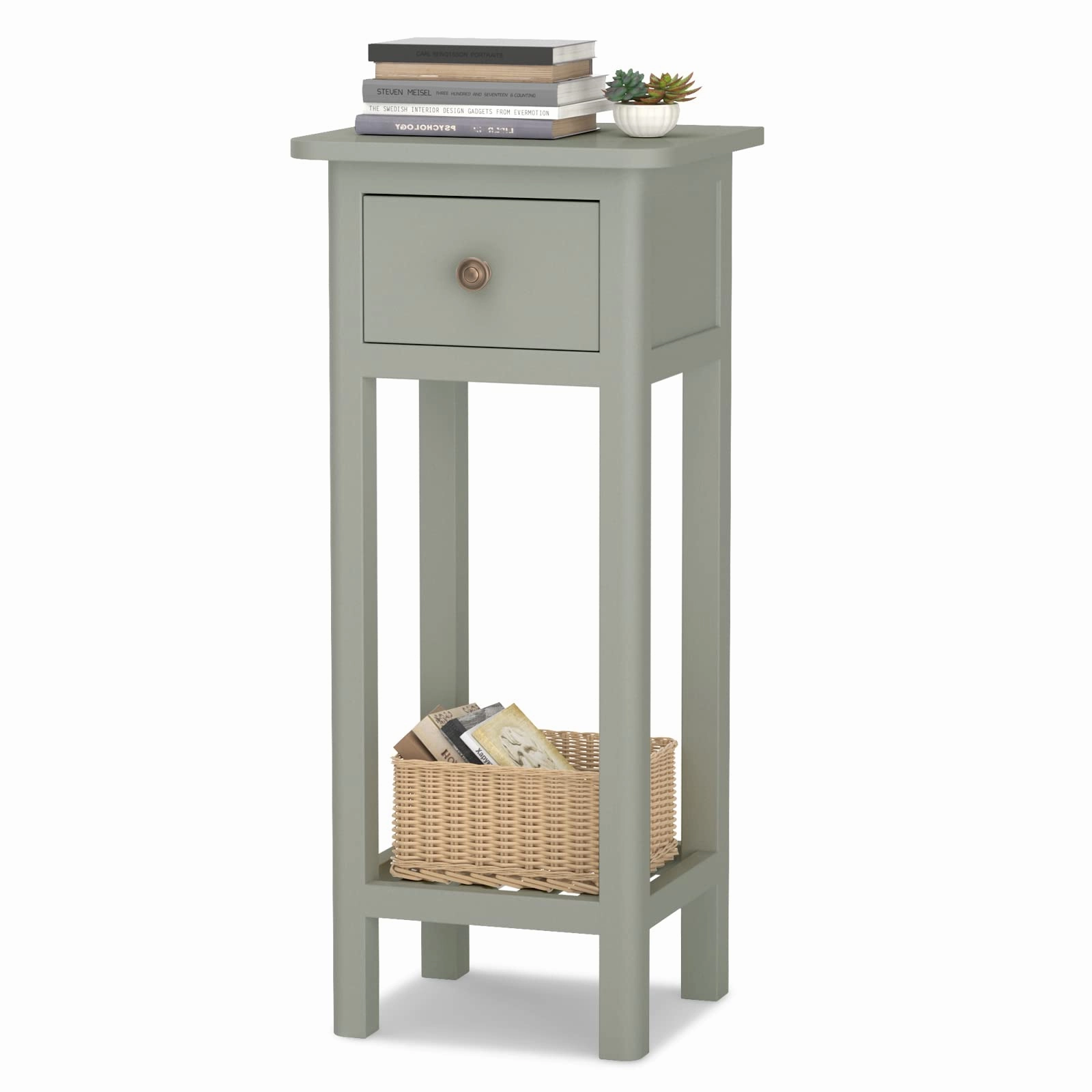 Small End Table | Wooden Slim Side Table for Small Space entry bench, mudroom storage