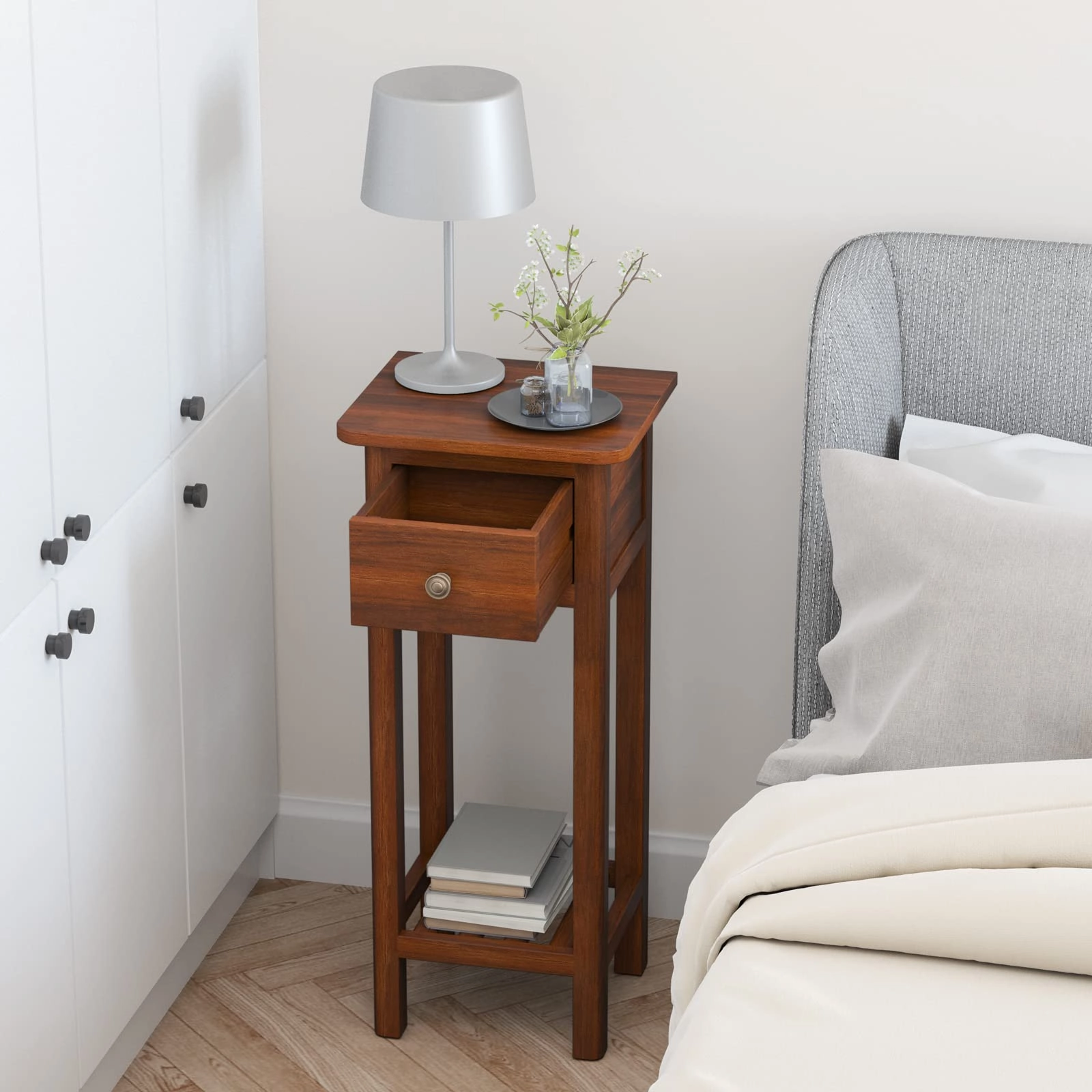 Small End Table | Wooden Slim Side Table for Small Space