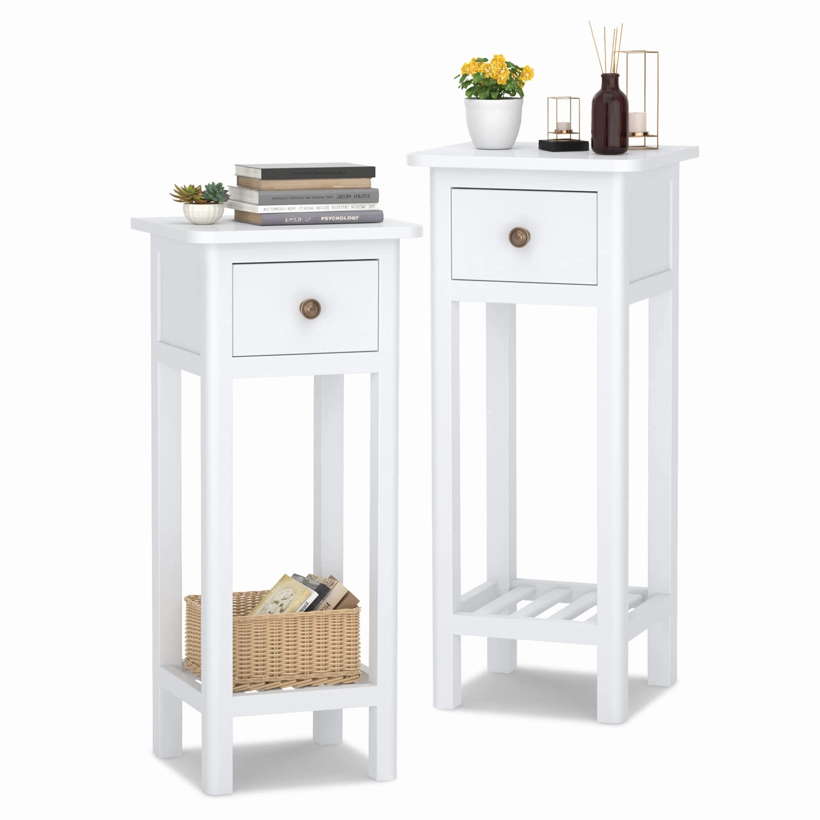 Small End Table | Wooden Slim Side Table for Small Space