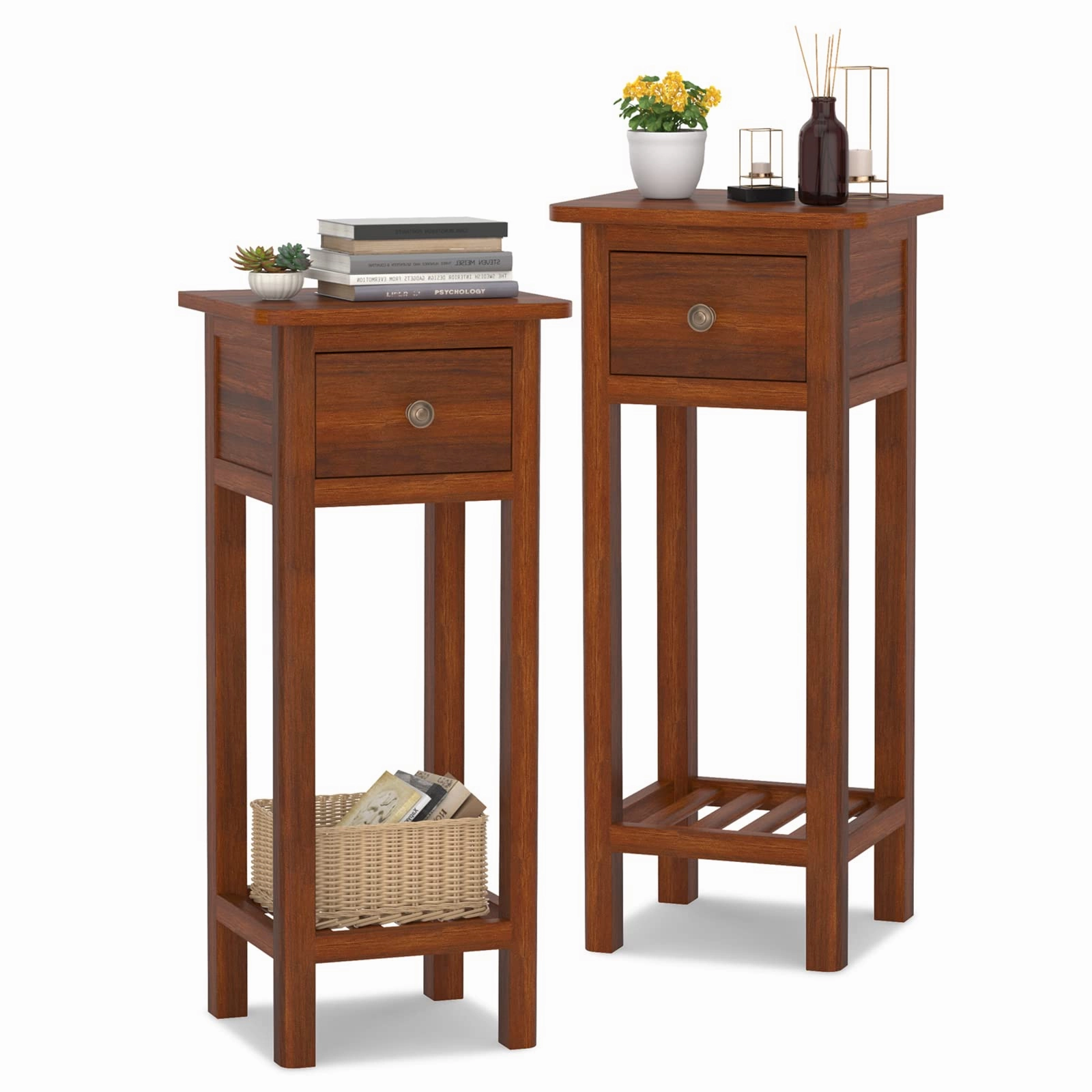 Small End Table | Wooden Slim Side Table for Small Space