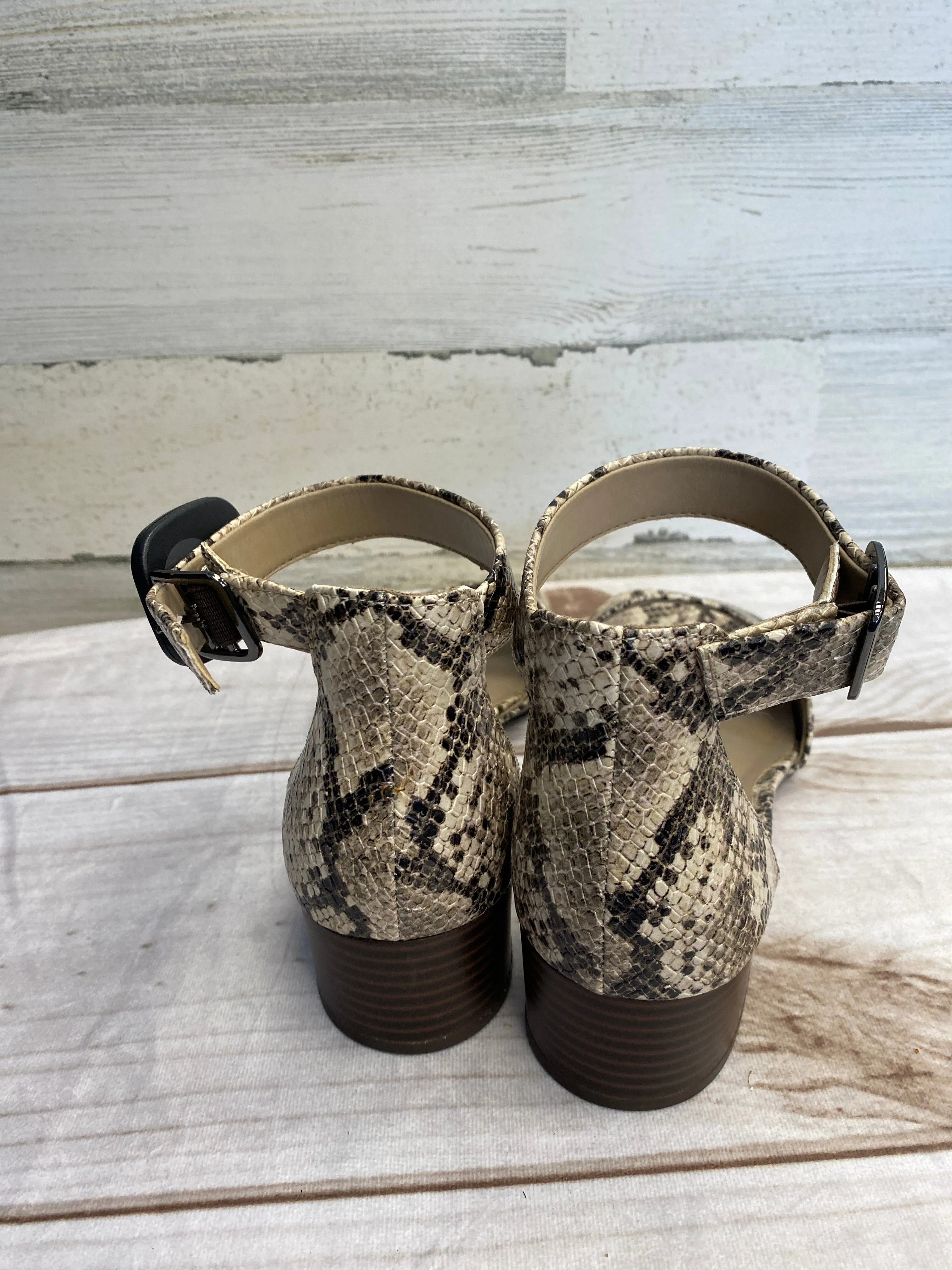 Snakeskin Print Sandals Heels Block Clarks, Size 9 clarks