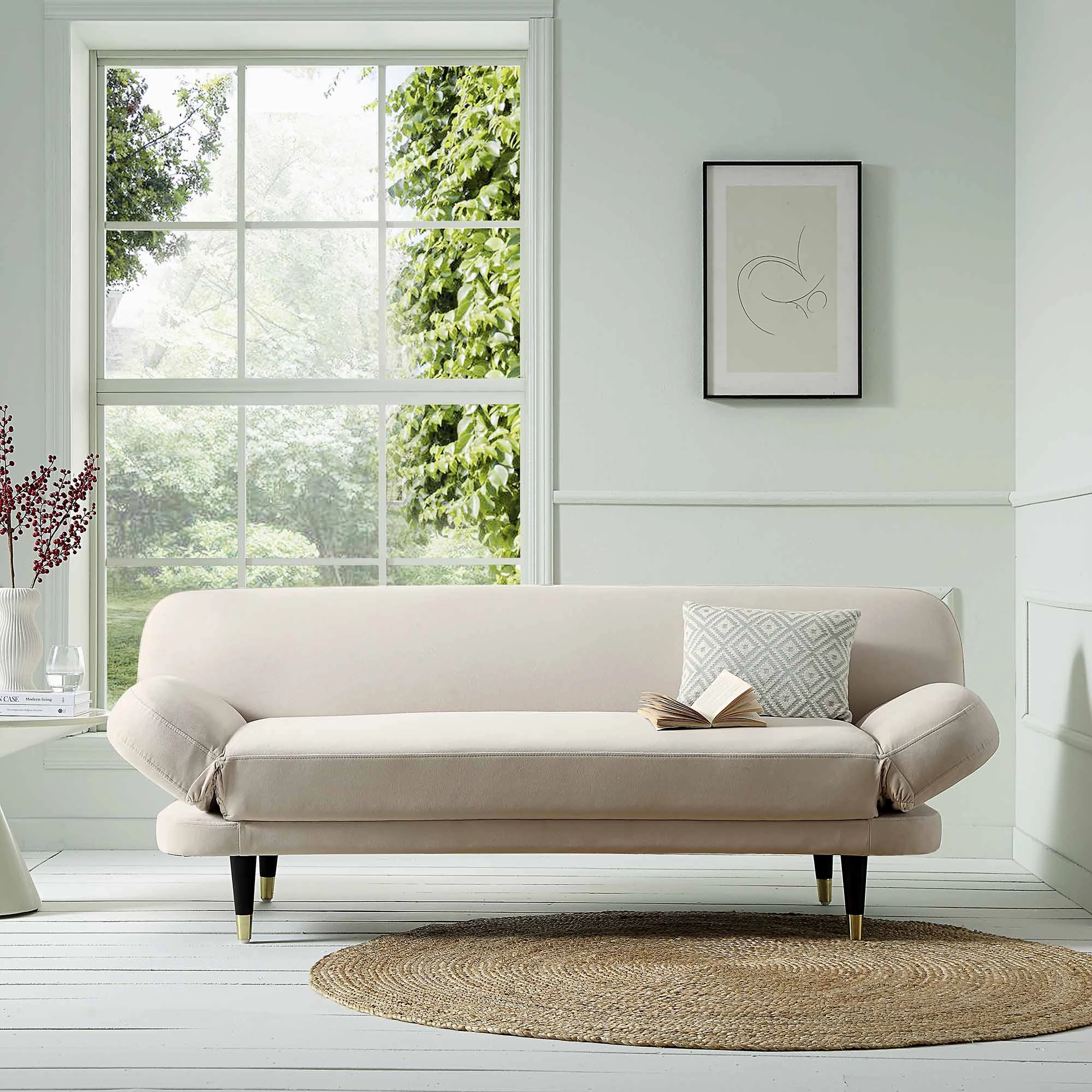 Solna 2-Seater Sofa Bed, Champagne Velvet