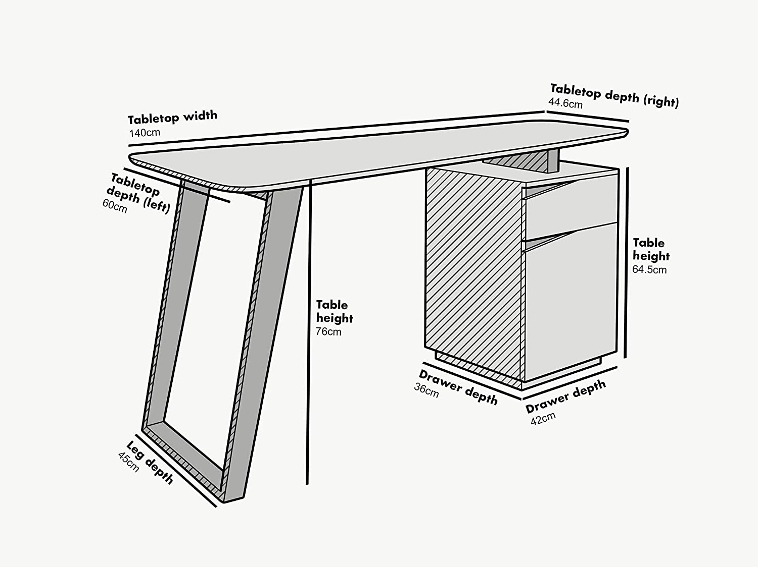 Soren Oak and White Desk with Cupboard