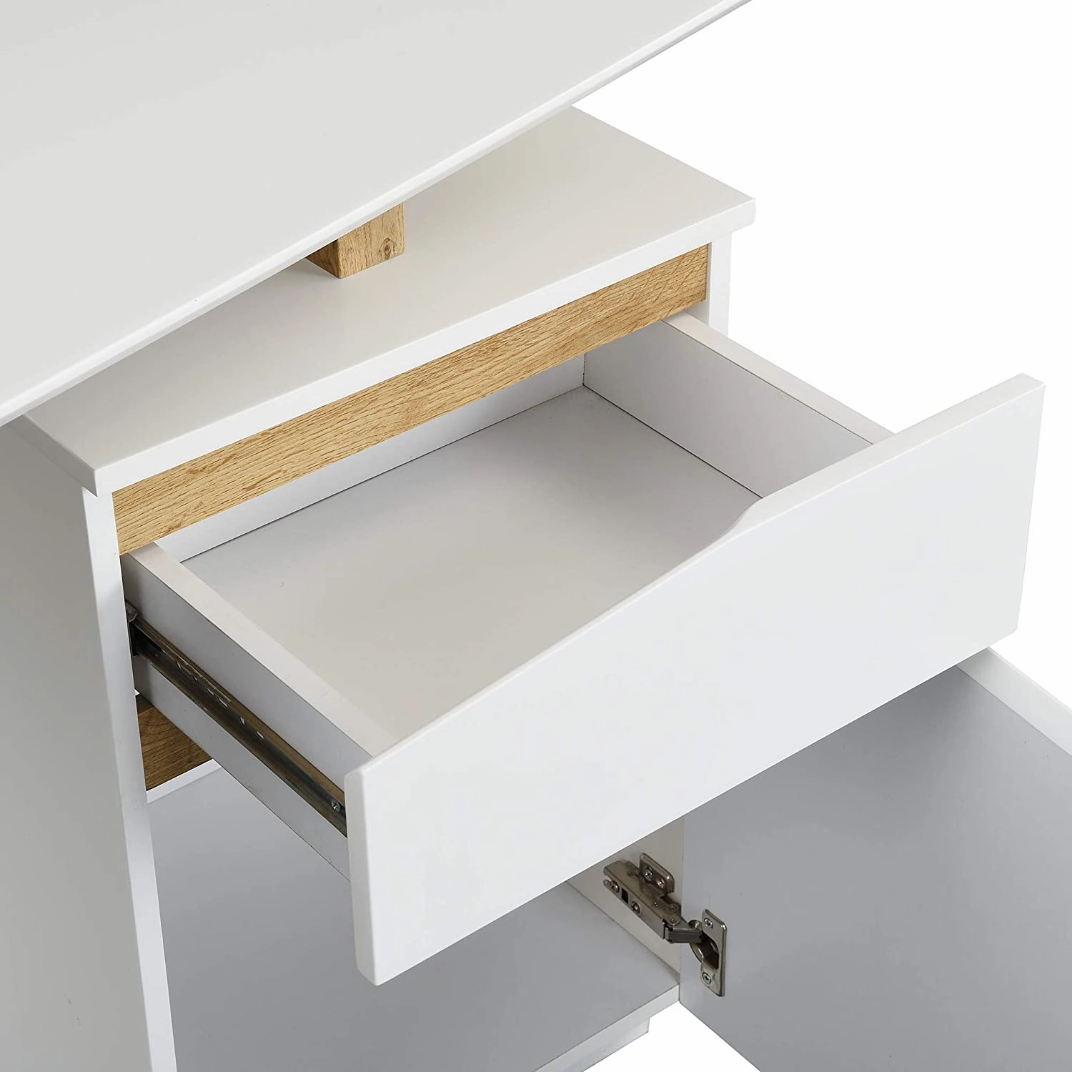 Soren Oak and White Desk with Cupboard