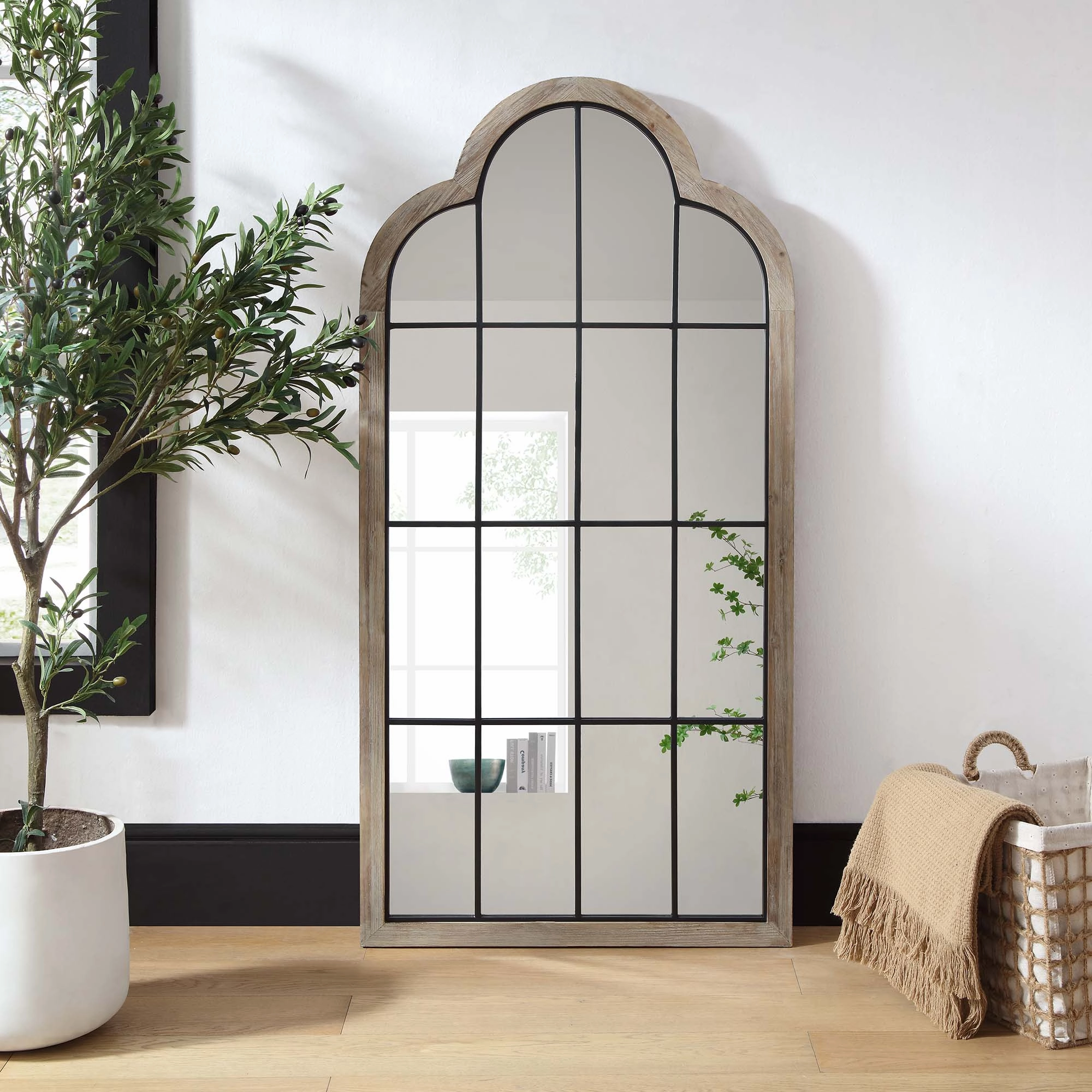 Southam Arched Full Length Wooden Frame Window Mirror 160 x 76 cm