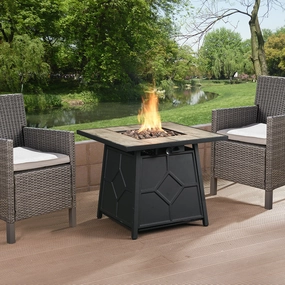 Square Outdoor 30" x 30"  40,000BTUs Real Concrete Fire Pit Table