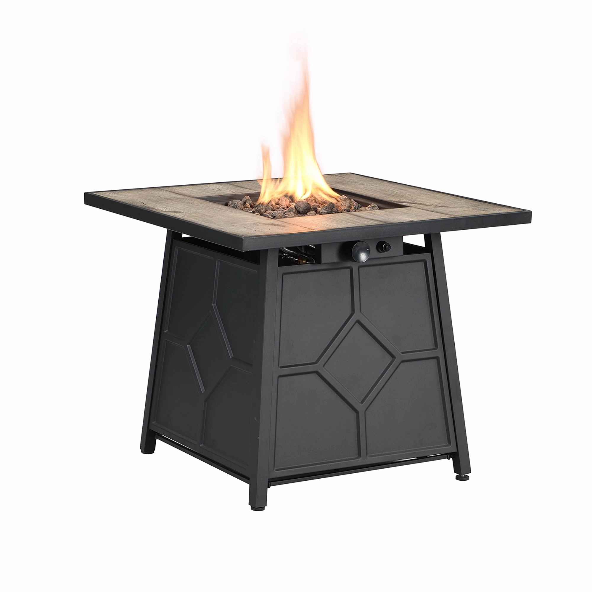 Square Outdoor 30" x 30"  40,000BTUs Real Concrete Fire Pit Table