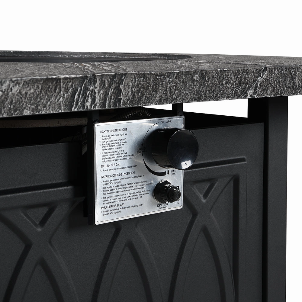 Square Outdoor 32" x 32" 50,000BTUs Real Concrete Gas Firepit Table