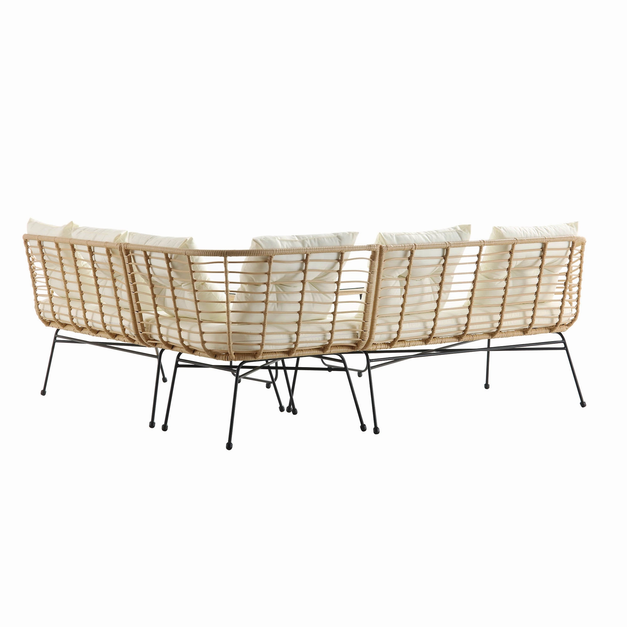 St Loy Natural Rattan Corner Sofa Set with Table