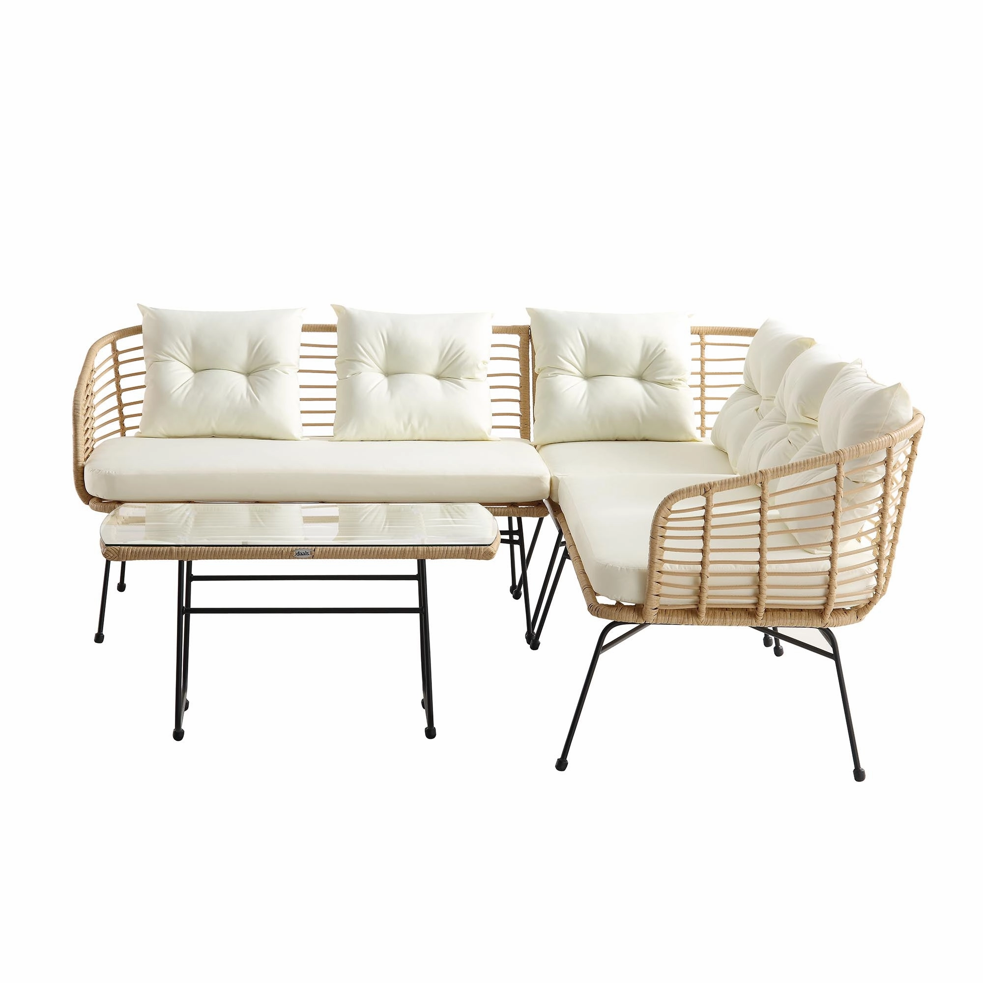 St Loy Natural Rattan Corner Sofa Set with Table