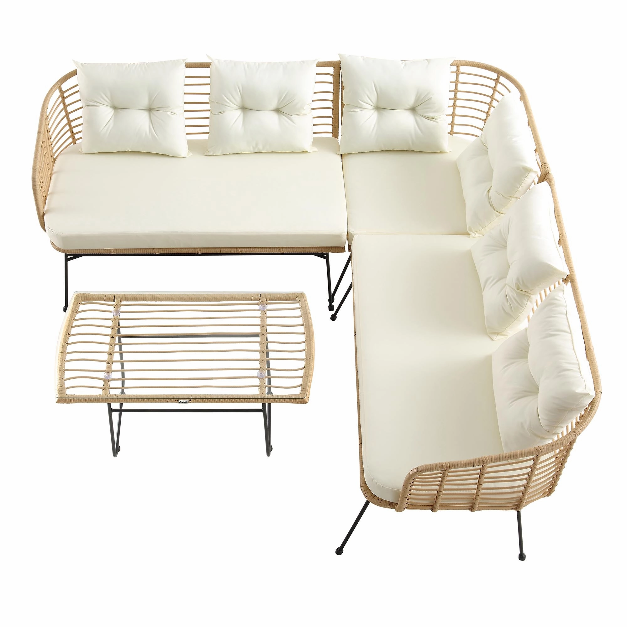 St Loy Natural Rattan Corner Sofa Set with Table