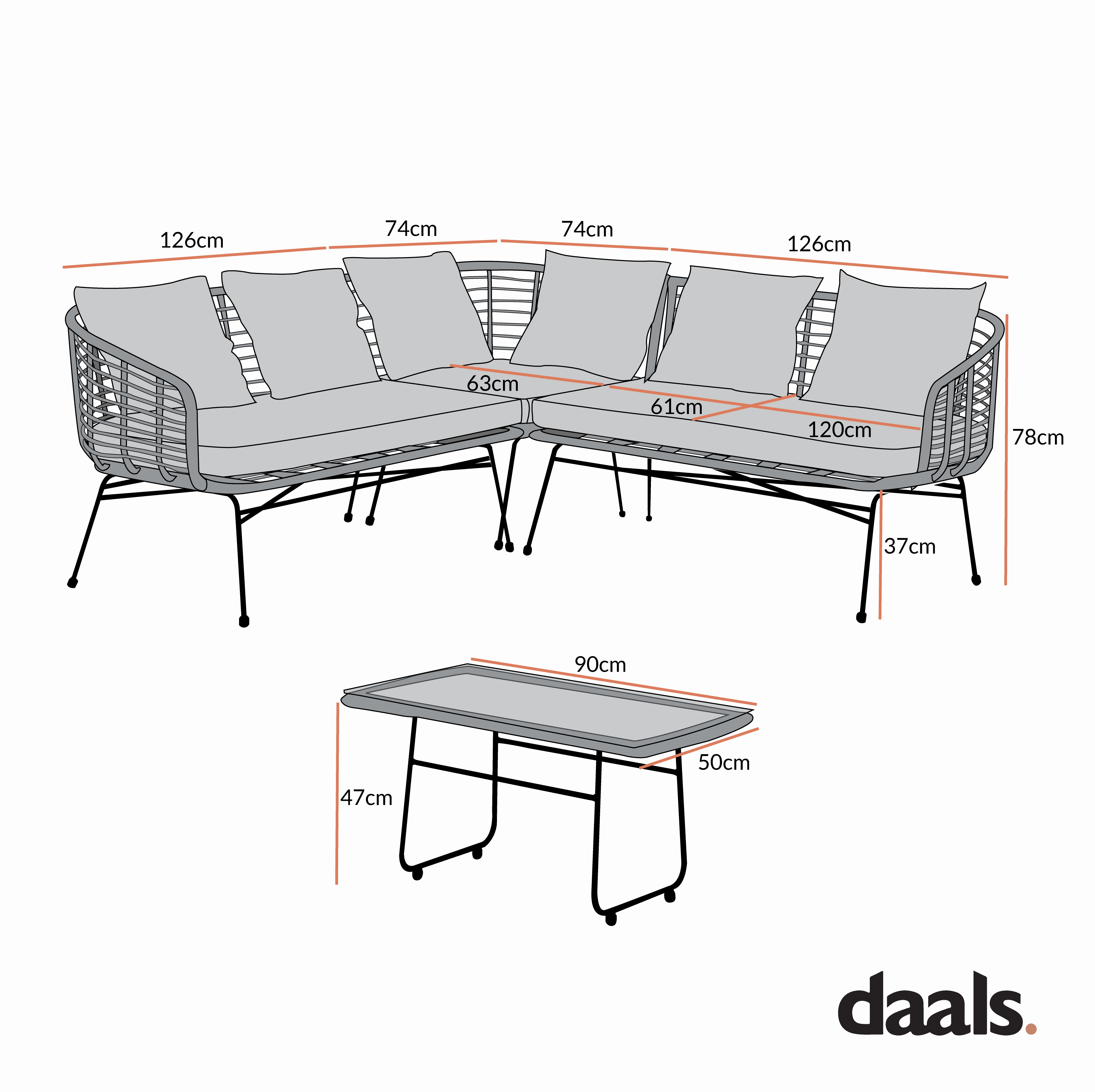 St Loy Natural Rattan Corner Sofa Set with Table