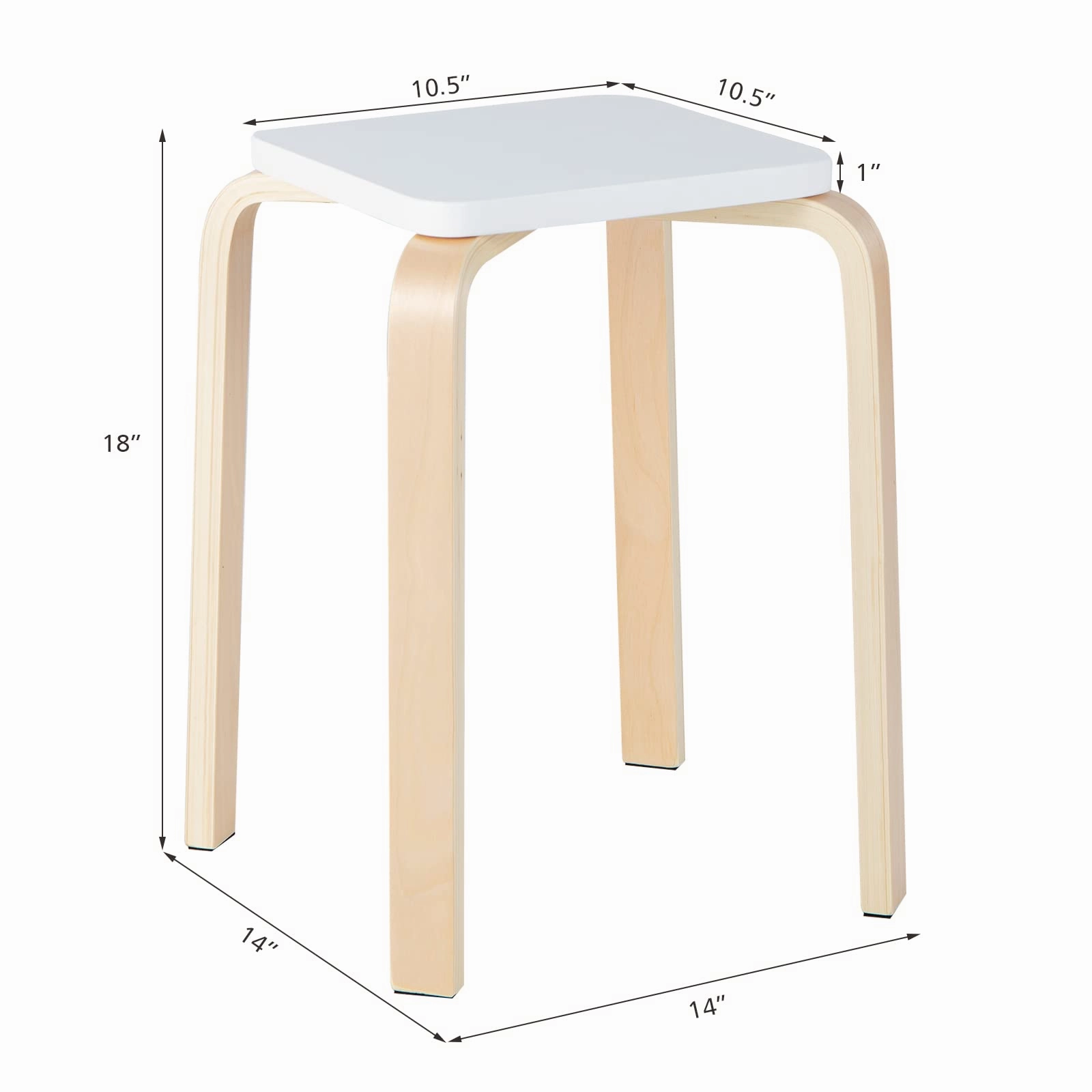Stackable Wooden Stools Set of 4, Portable 18-Inch Height Backless School Stools