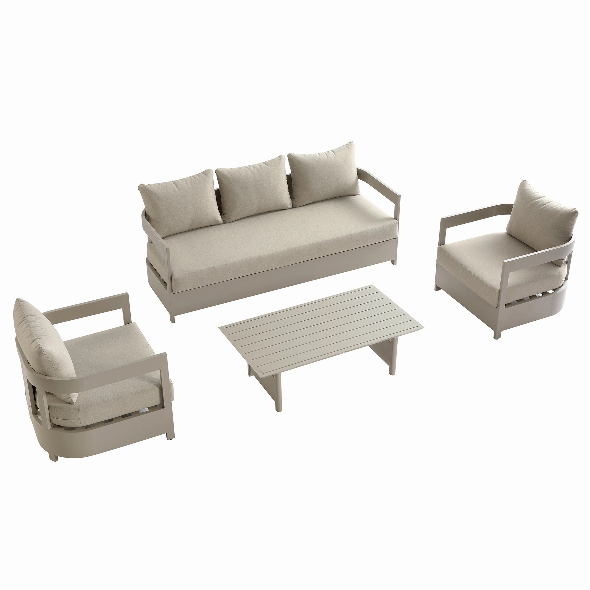 Stanford Outdoor 5-Seater Sofa Set, Taupe with Light Taupe Fabric