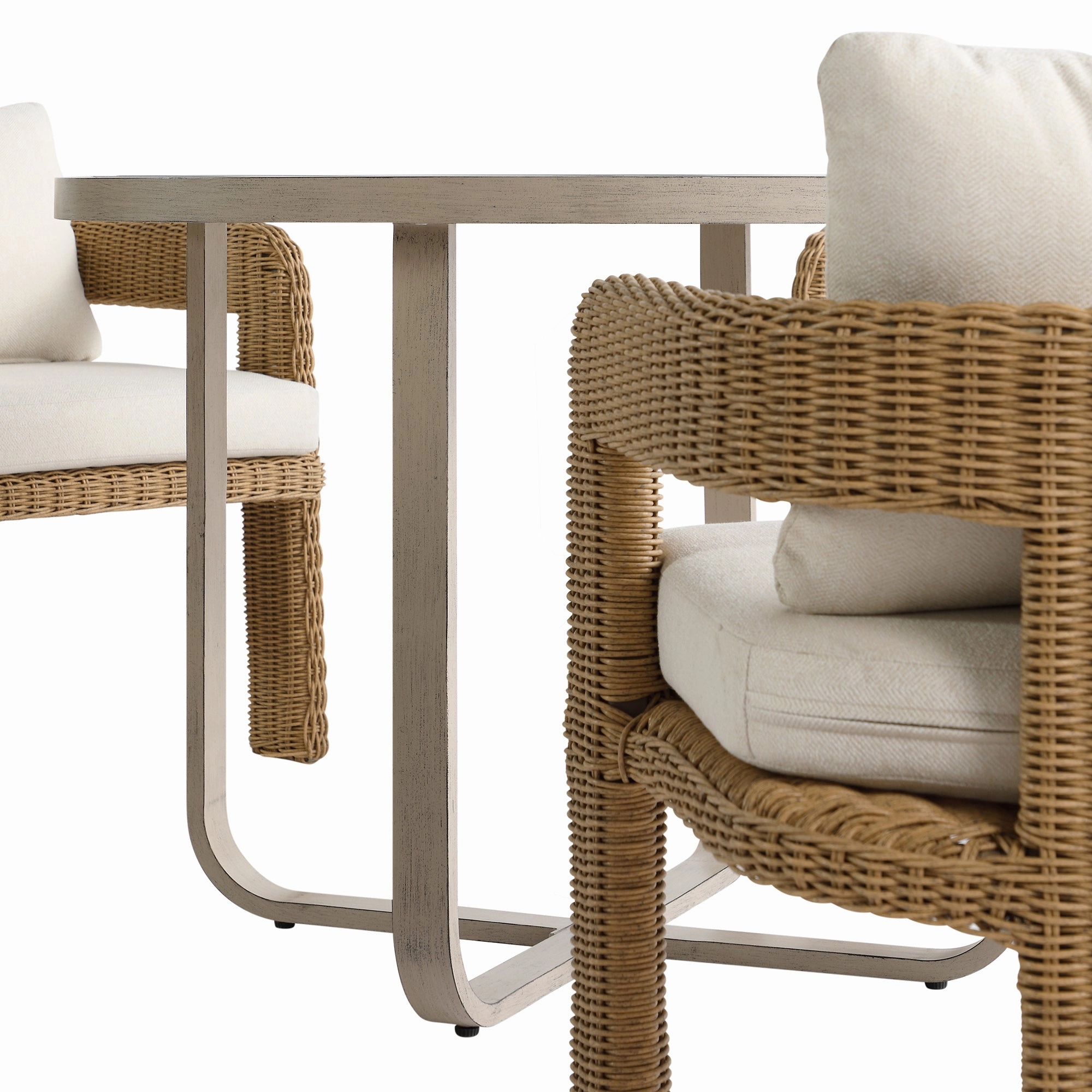 Stanford Round Wicker Outdoor 4-Seater Round Dining Set, Natural