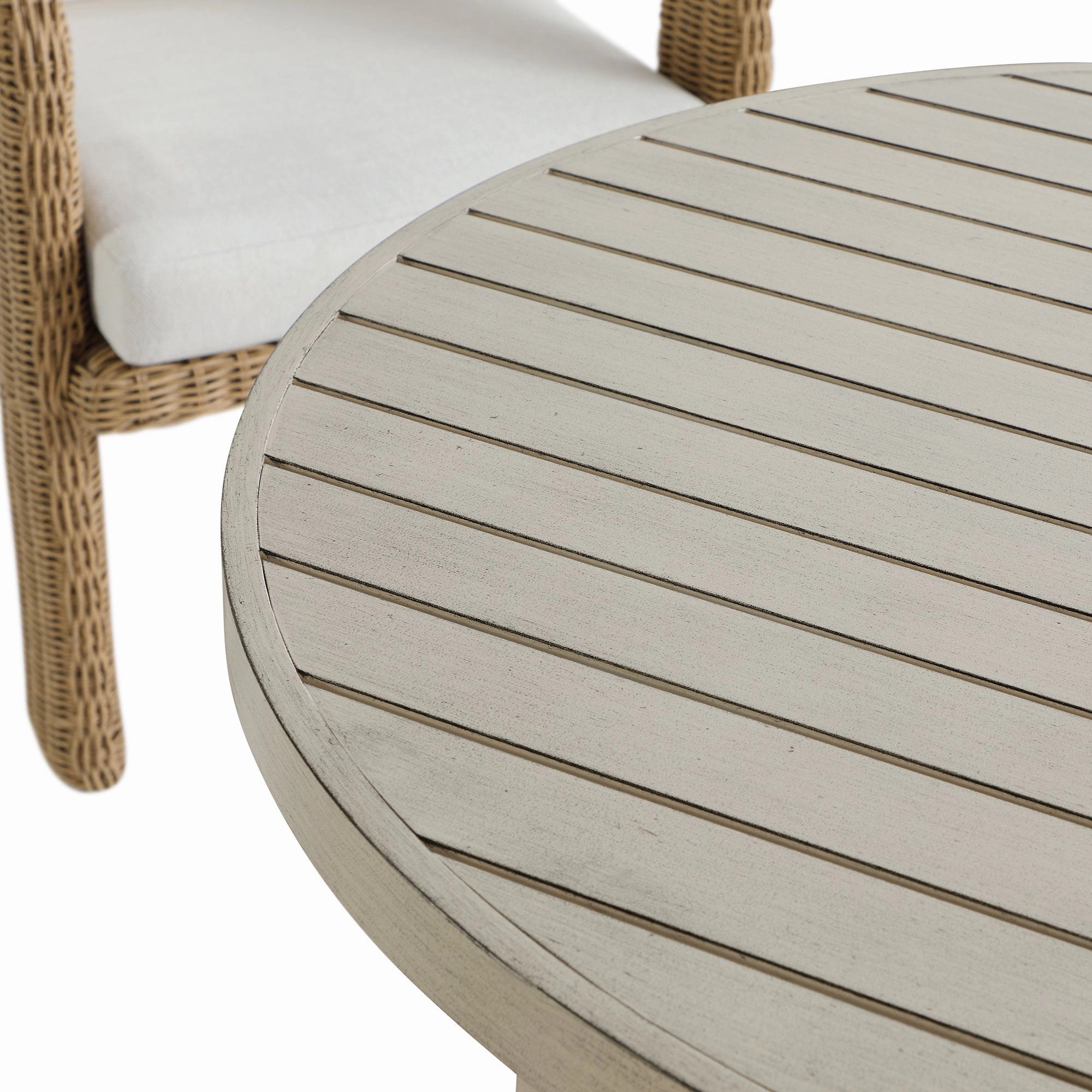 Stanford Round Wicker Outdoor 4-Seater Round Dining Set, Natural
