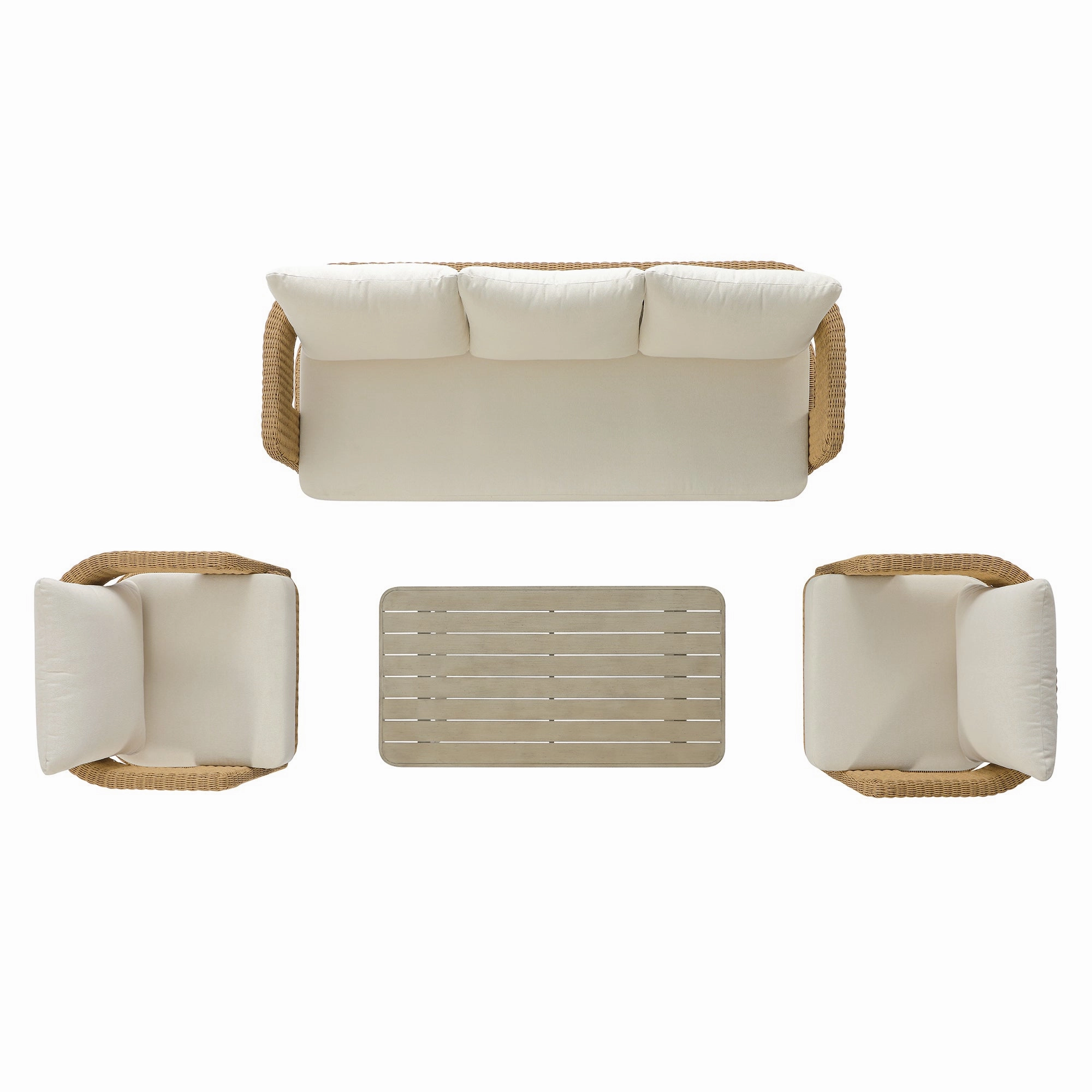 Stanford Round Wicker Outdoor 5-Seater Sofa Set, Natural