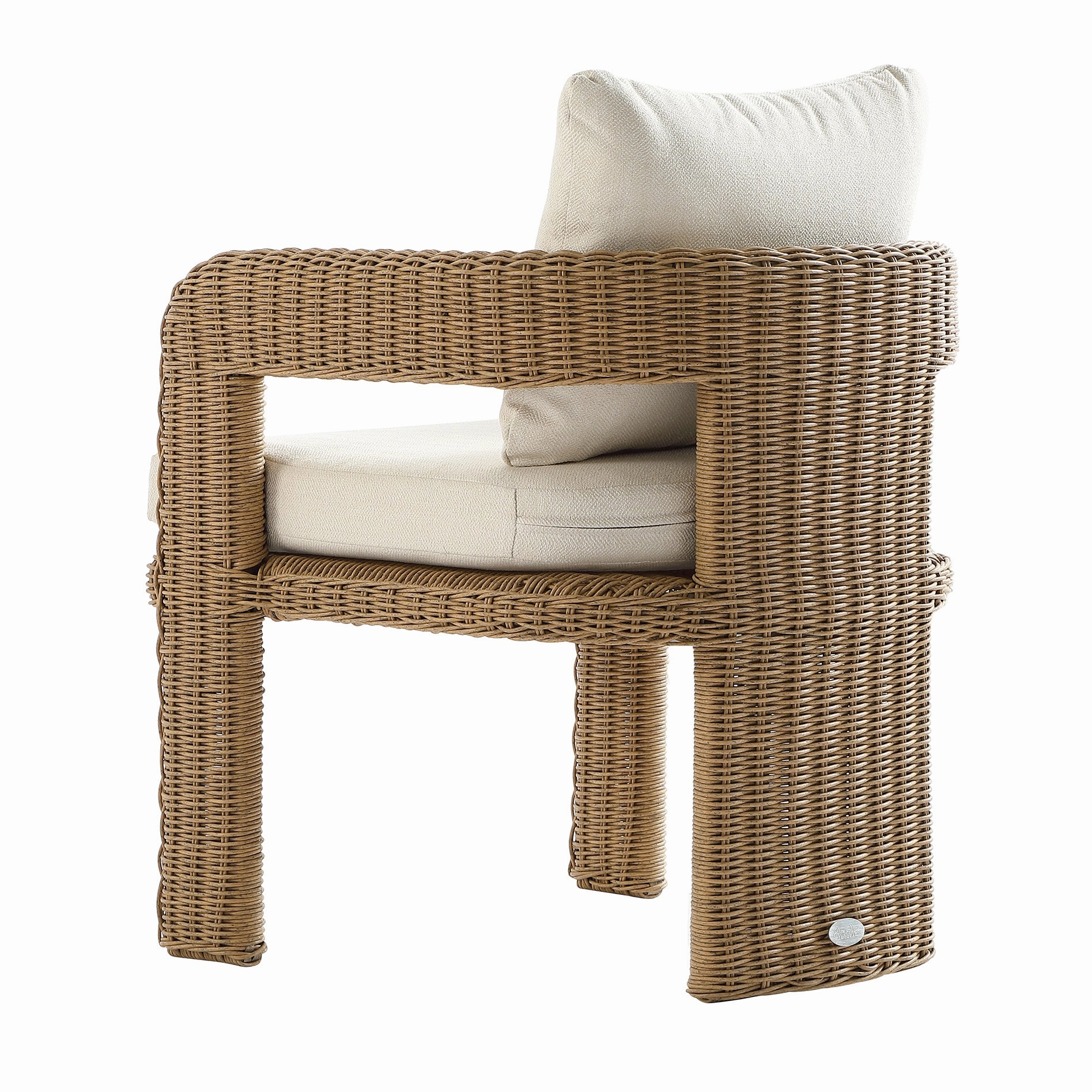 Stanford Round Wicker Outdoor Dining Chair Set, Natural