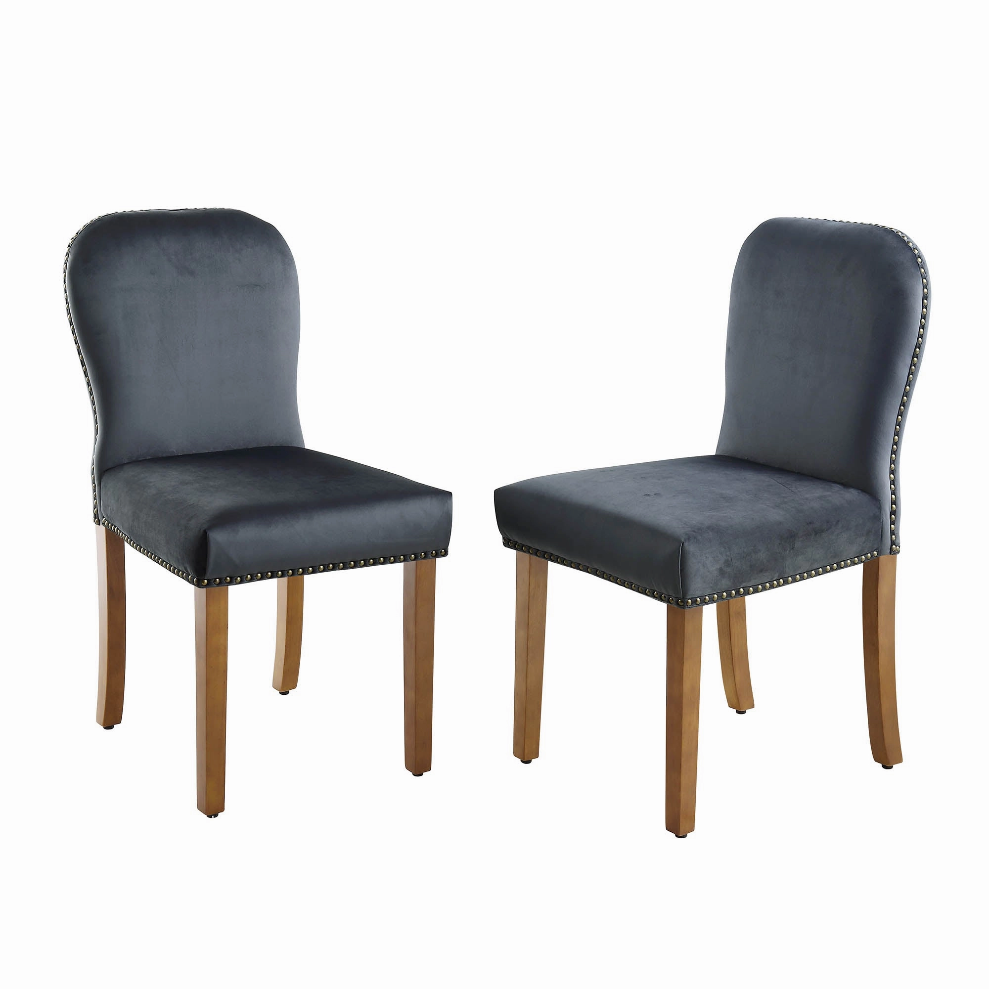 Stanway Set of 2 Grey Velvet Dining Chairs