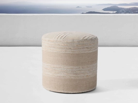 Striped Round Performance Pouf