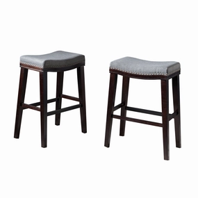 Studded 30 Inch Charcoal Fabric Saddle Barstool, Set of 2 - NH988303 kitchen accessories, table linens