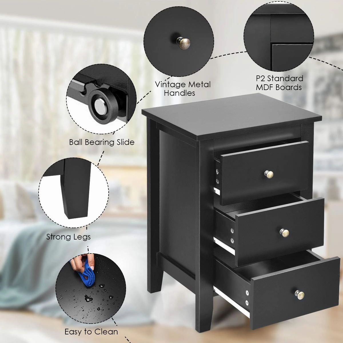 Suitable for Bedroom Bedsides Table Accent Table End Table
