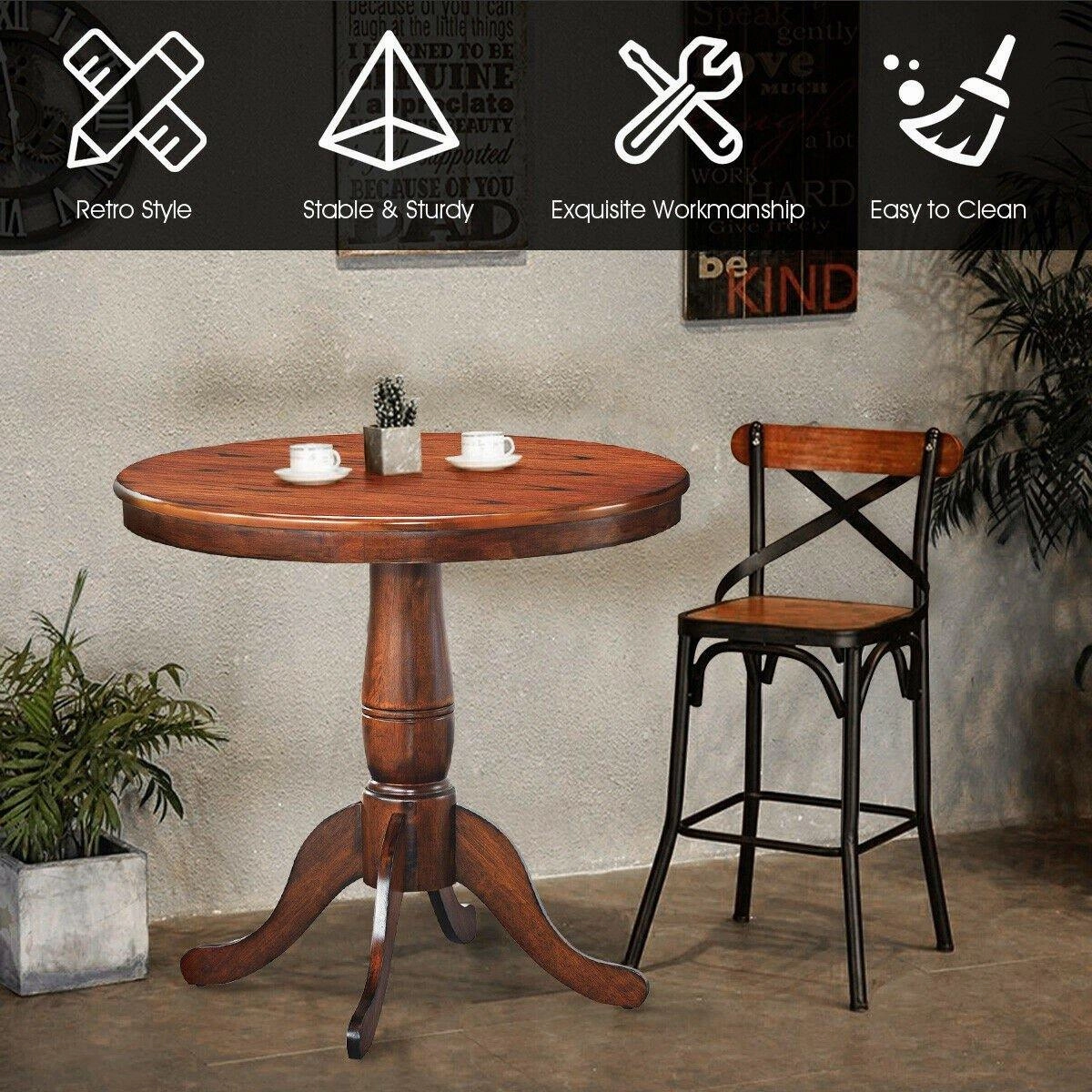Table 30" Wooden Round Pub Pedestal Side Table (30 Inch)