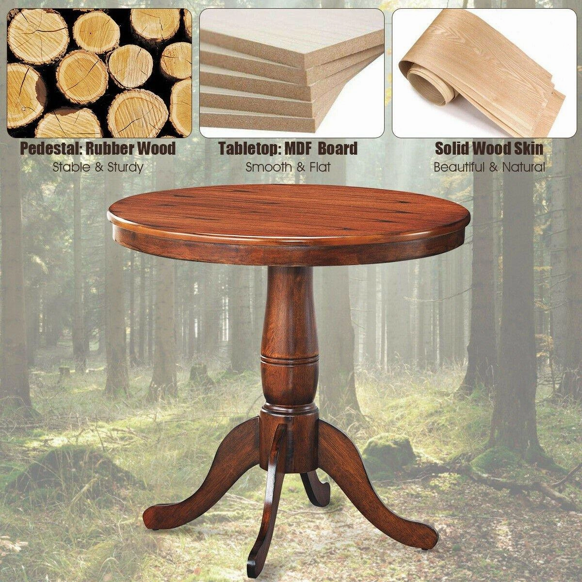Table 30" Wooden Round Pub Pedestal Side Table (30 Inch)