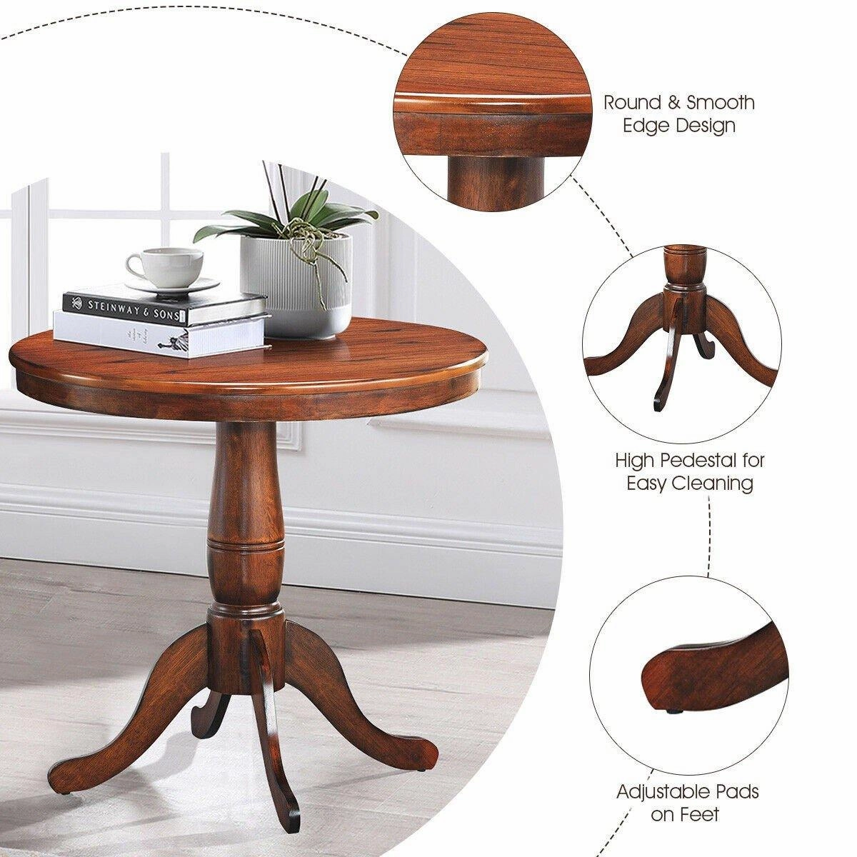 Table 30" Wooden Round Pub Pedestal Side Table (30 Inch)