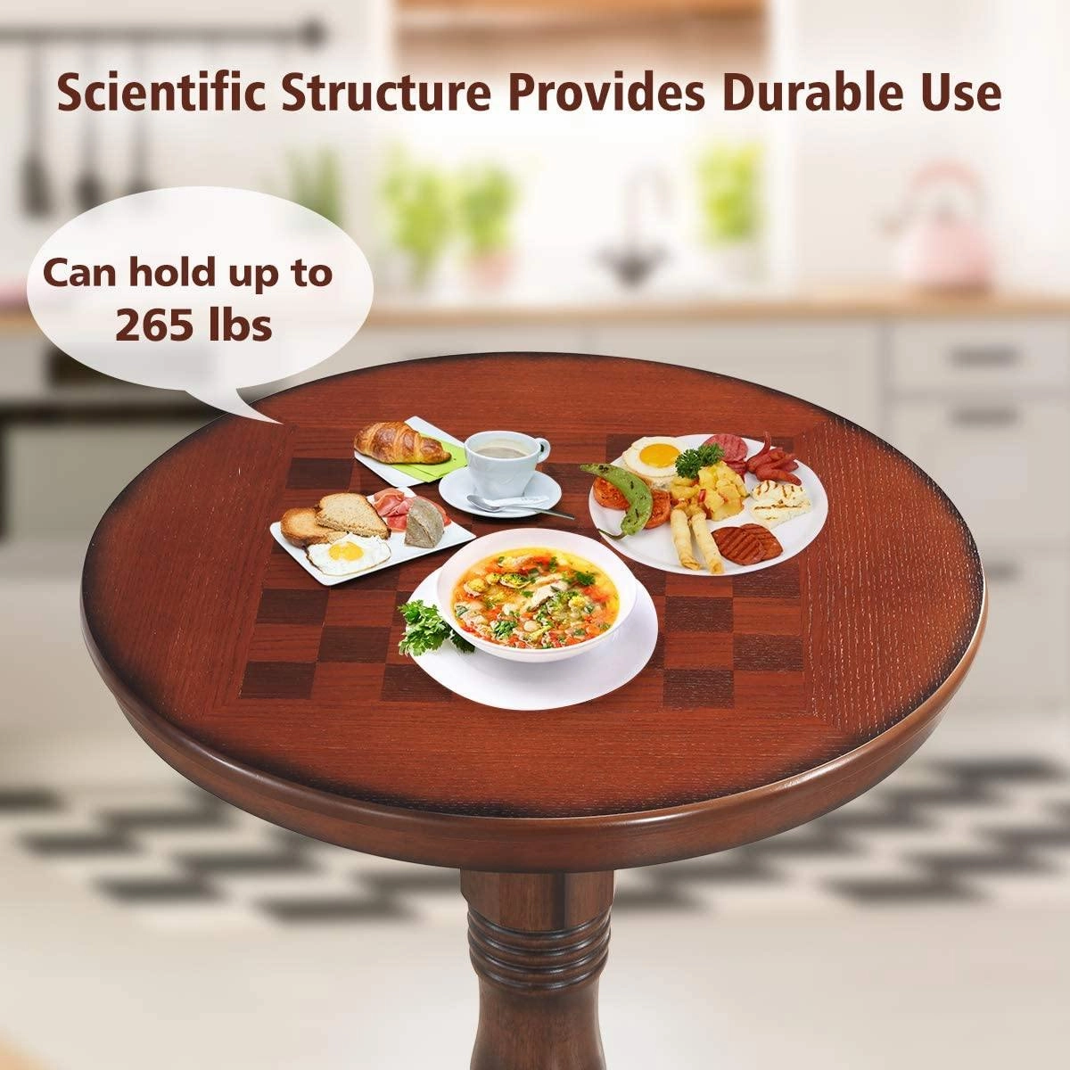 Table 42" Wooden Round Pub Pedestal Side Table