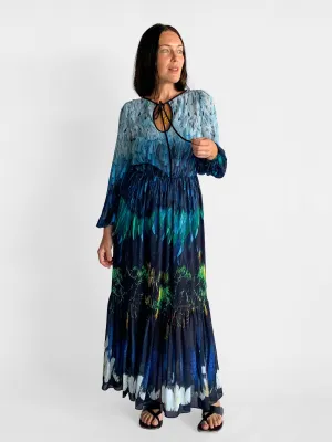 Tail Feather Chiffon Maxi Dress