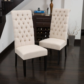Tall Dark Beige Tufted Dining Chairs (Set of 2) - NH009432 kitchen accessories, table linens