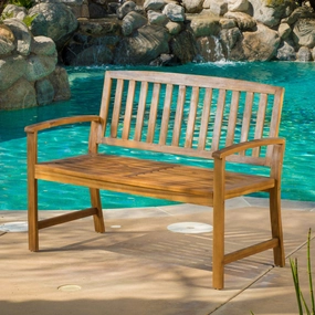 Teak Finish Acacia Bench - NH642792 outdoor furniture, garden bench