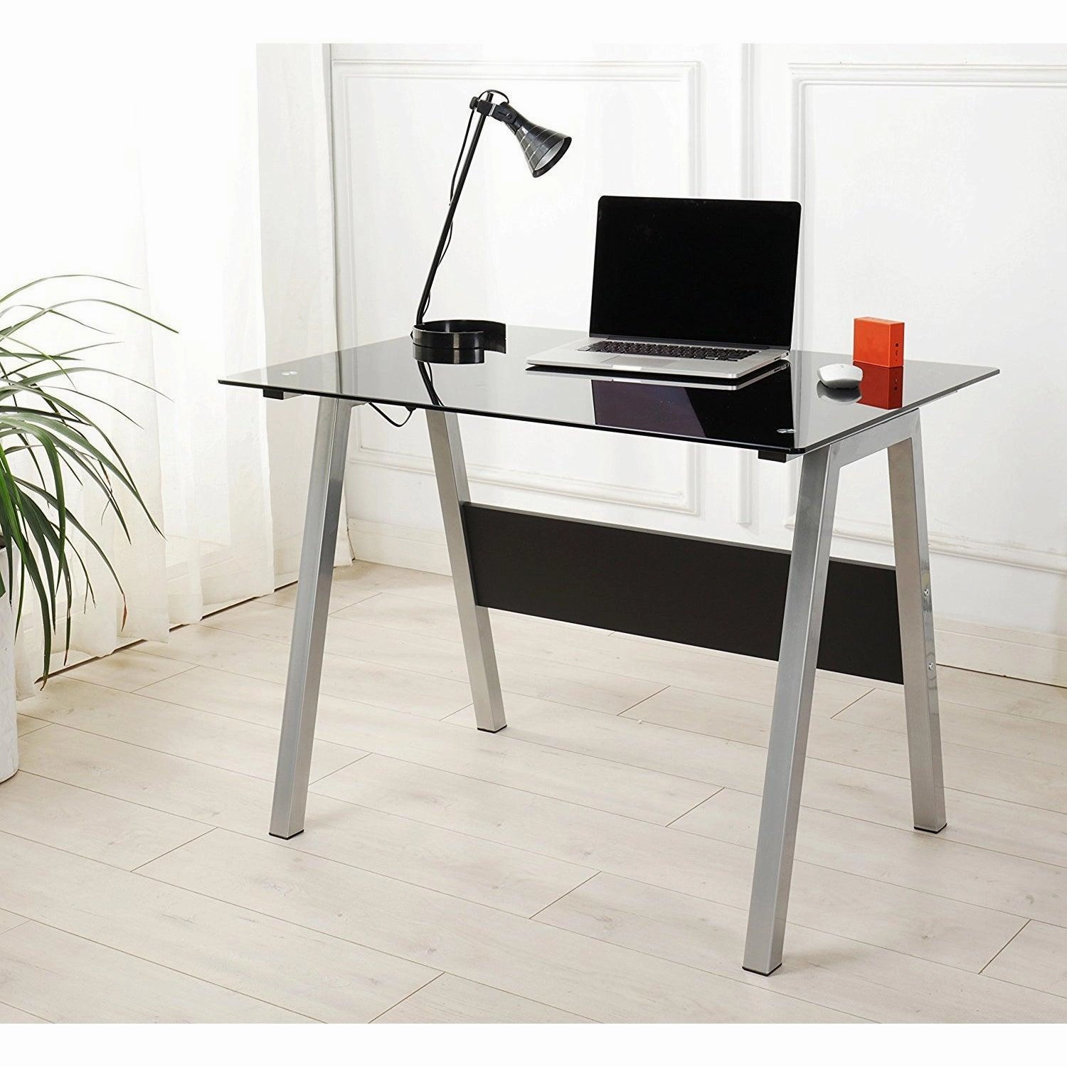 Tempered Glass Top Computer Desk 100 x 70 x 75 cm, Black