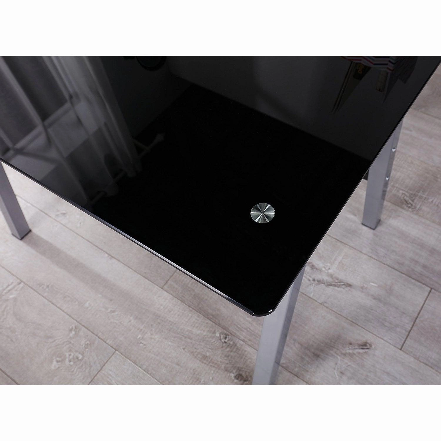 Tempered Glass Top Computer Desk 100 x 70 x 75 cm, Black