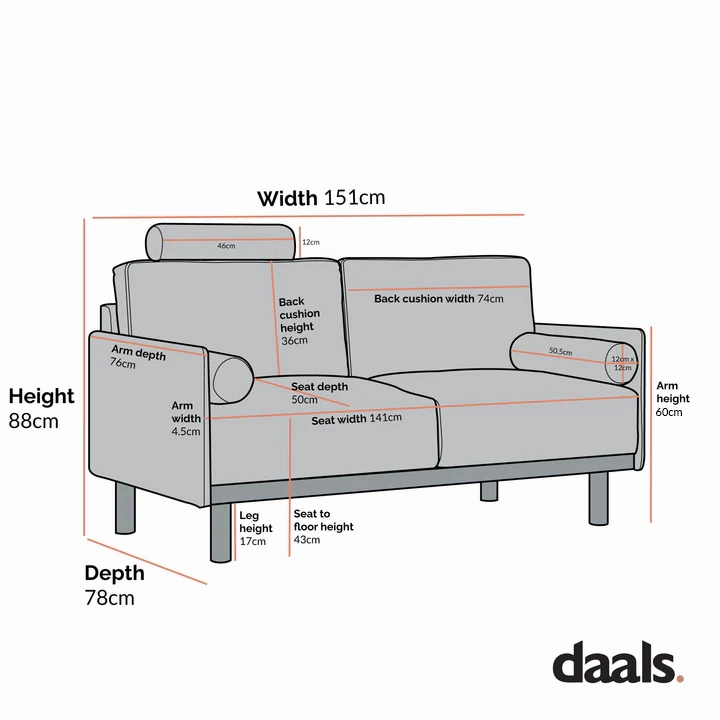 Timber Grey Marl Fabric Sofa, 2-Seater
