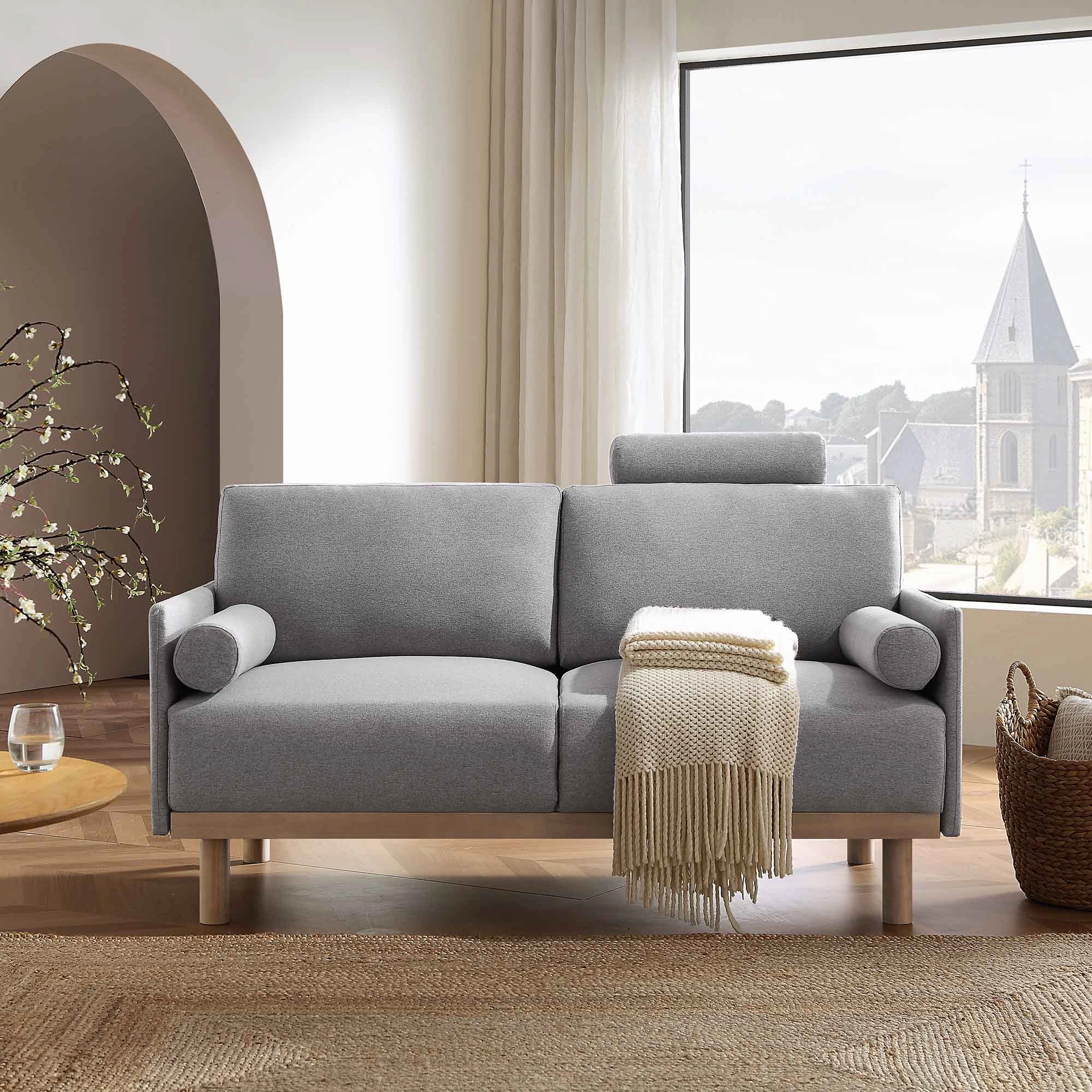 Timber Grey Marl Fabric Sofa, 2-Seater